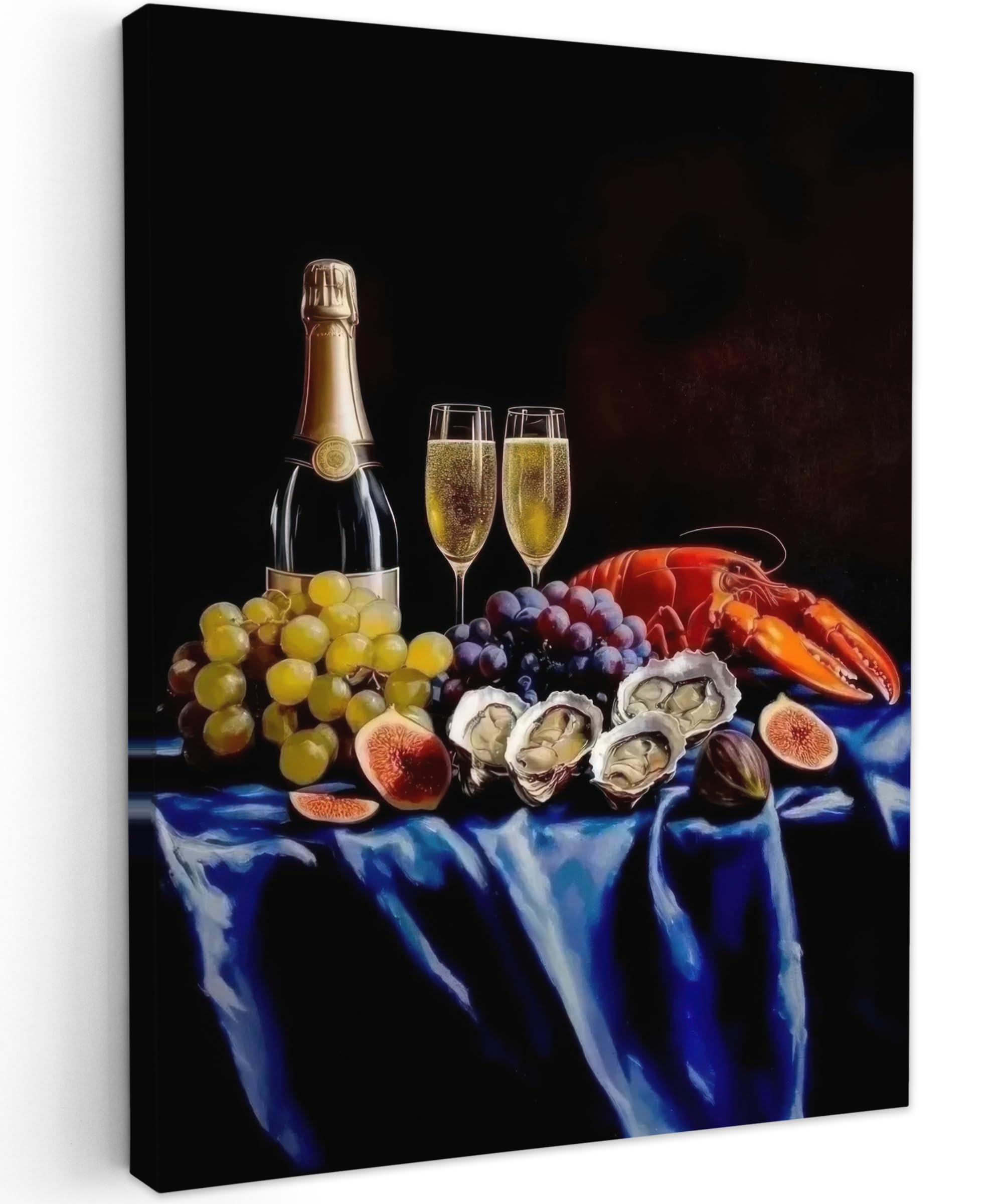 MuchoWow© Canvas Wall Art 20"x28" / 50x70 cm Home Decor Paintings for Living Room Decorations Gifts Hallway Champagne - Luxury - Oysters