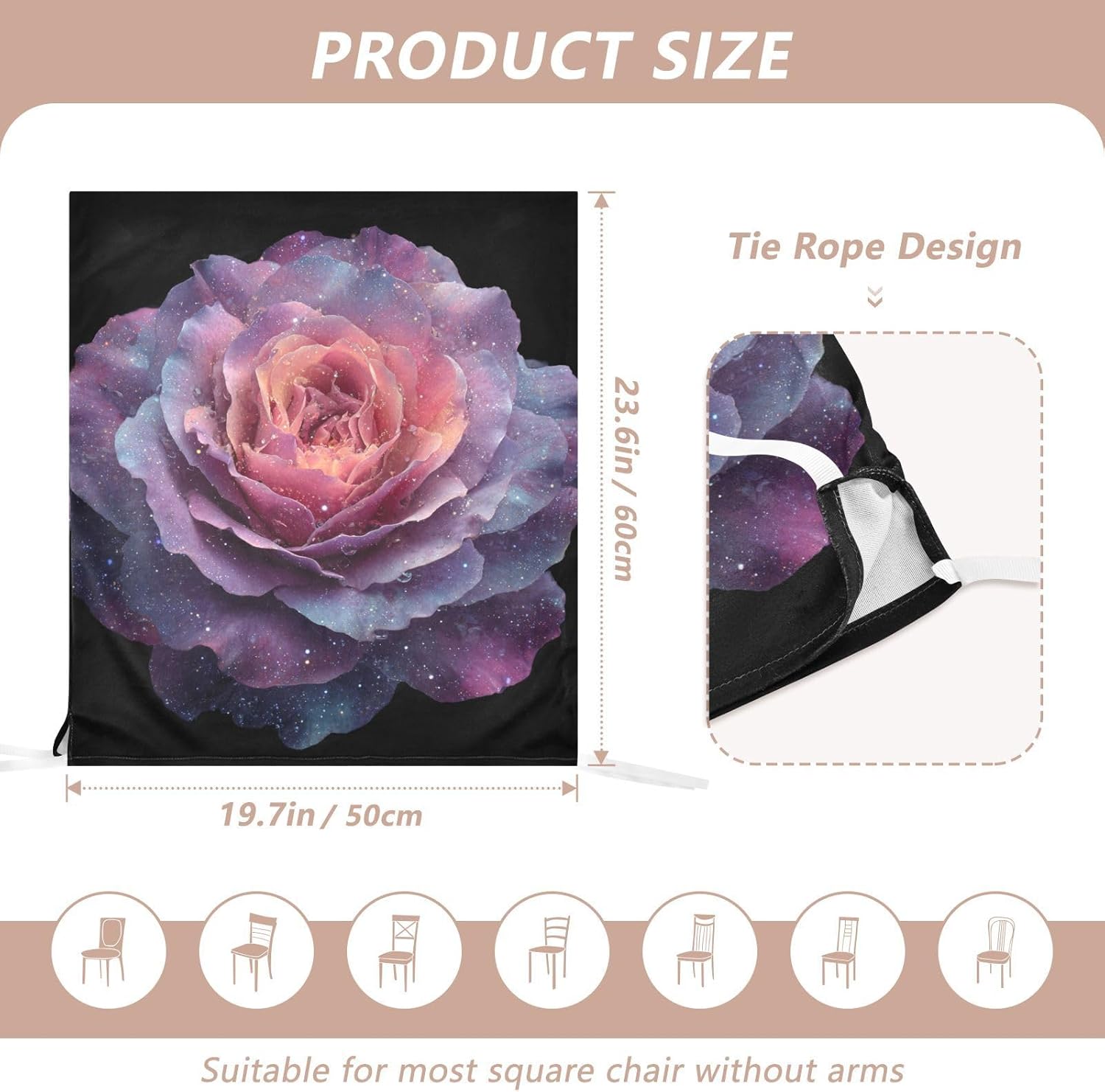 ALAZA Romantic Roses Chair Back Cover Set of 6, Washable Reusable Removable Chair Slipcovers Decorative Chair Cover for Home Kitchen Wedding Party