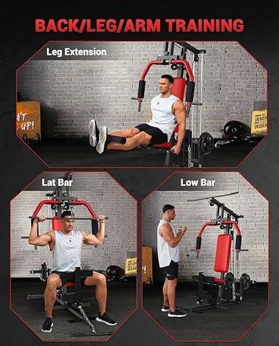 Miniatura 6 de Equipo de gimnasio en casa, máquina de pesas de entrenamiento con sistema de polea de cable, capacidad de peso de 400 libras, estación de ejercicio