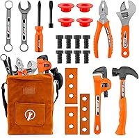 PANPAPA 24-Piece Toddler Tool Set - Realistic Screwdriver, Pliers Kit with Tool Bag, STEM Construction Toys for 3-5 Year Old Boys Girls