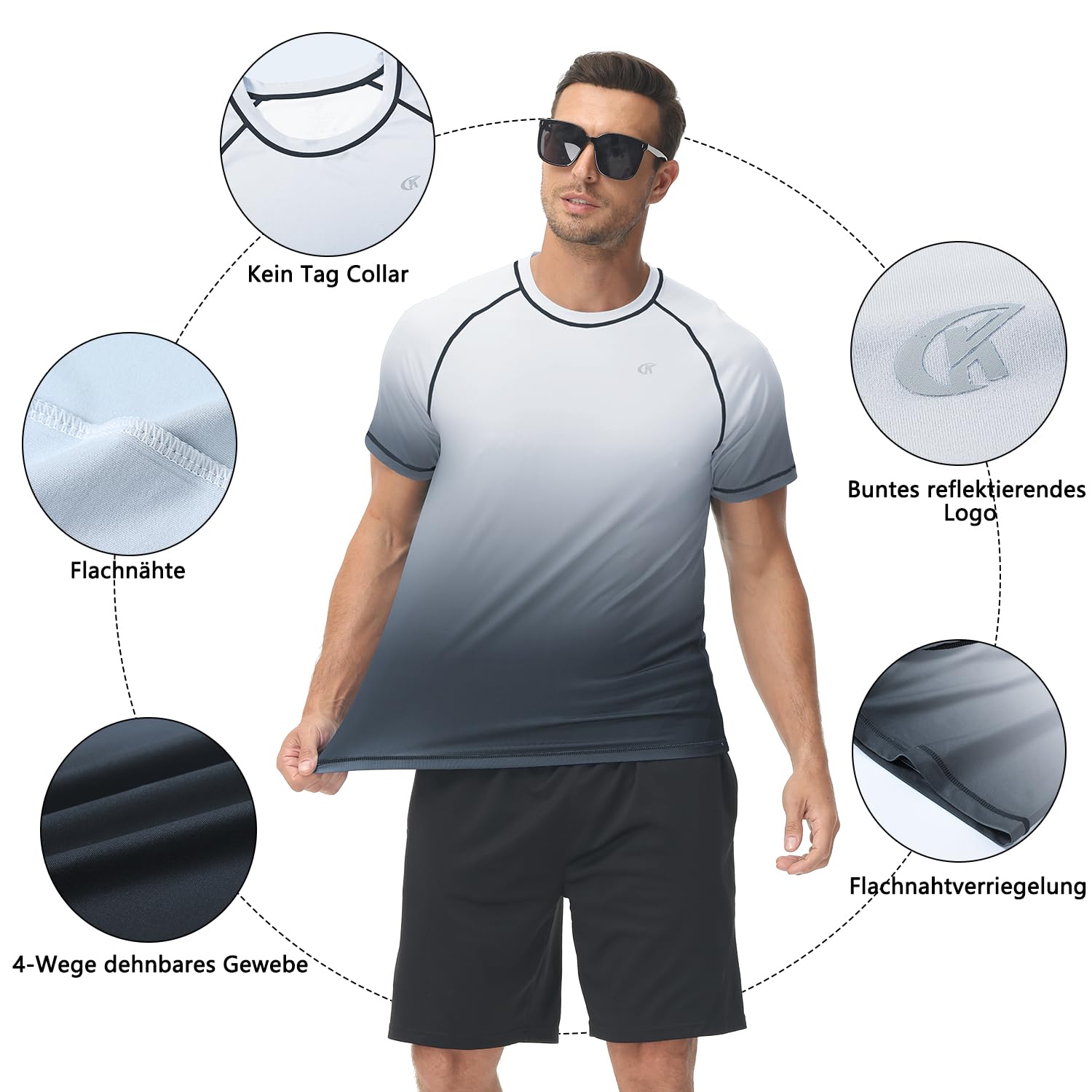 Camiseta Rashguard Hombre UV Manga Corta Secado Rápido Transpirable Surf Natación