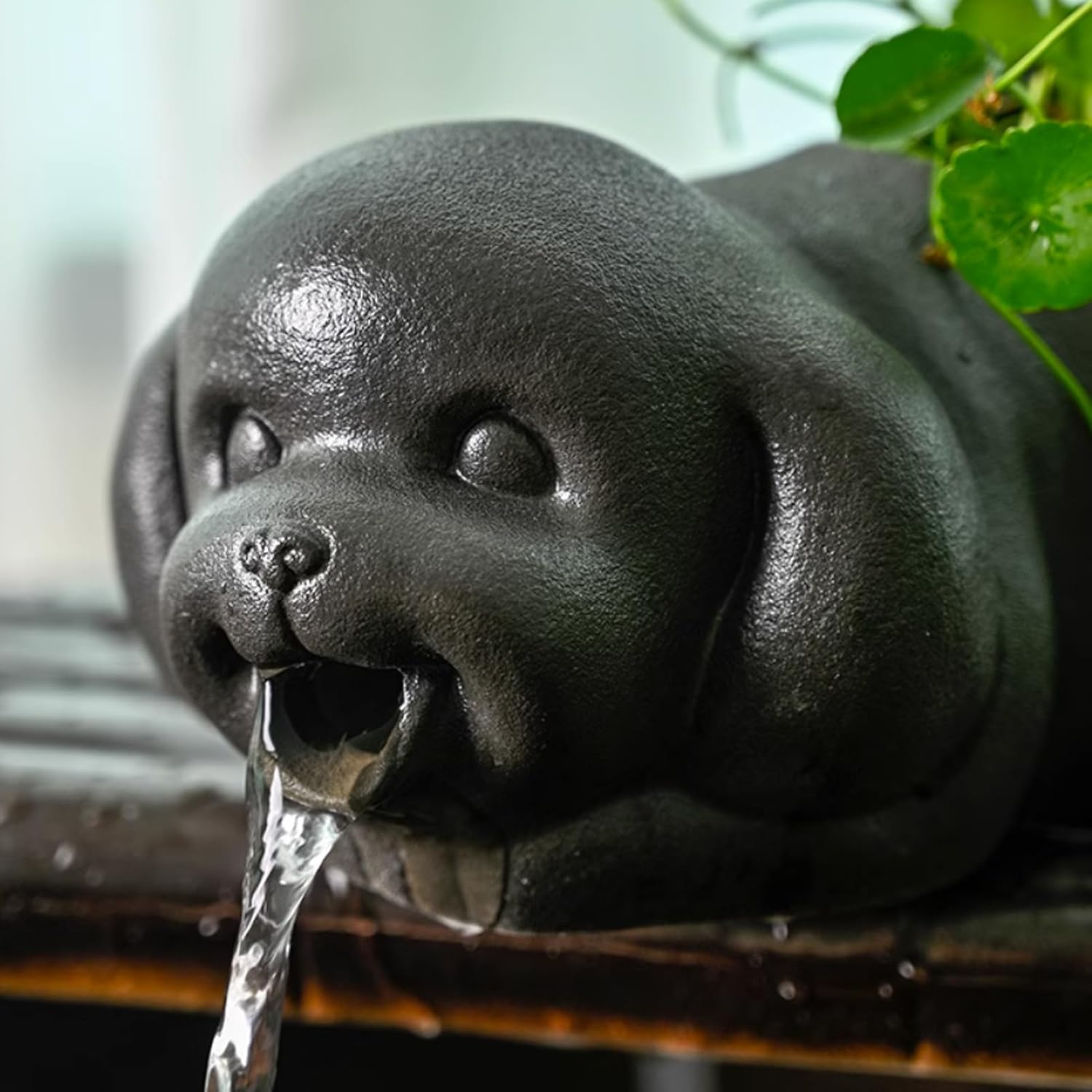 Spitters for Small Ponds, Animal Pond Spitters, Animal Pond Fountains, Outdoor Ceramic Fountain Spitter Pot Decoration, Garden Decor for Balcony Courtyard(Black)