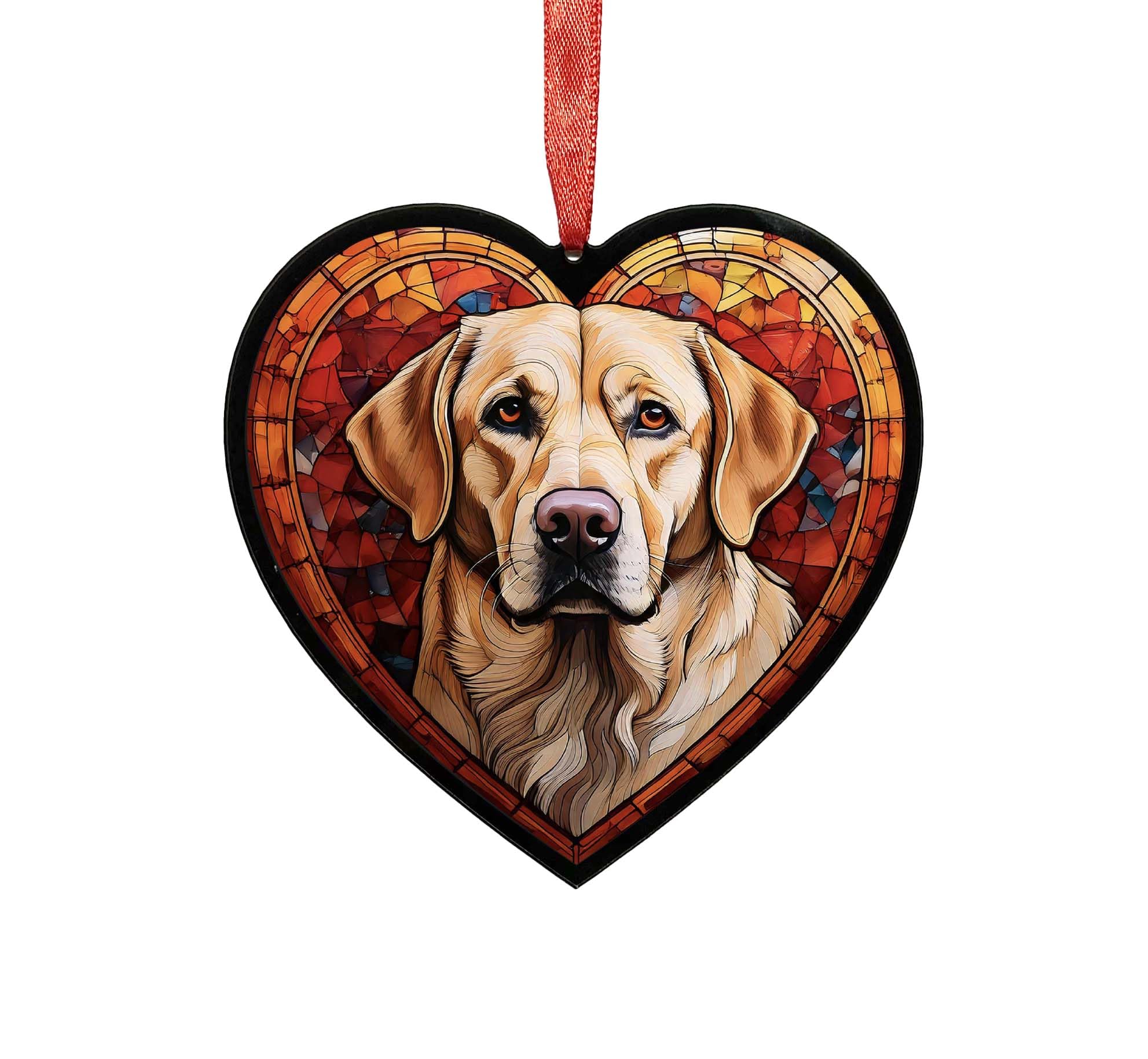 Yellow Labrador Heart Suncatcher - Memorial or Gift for Dog Lovers - 19cm