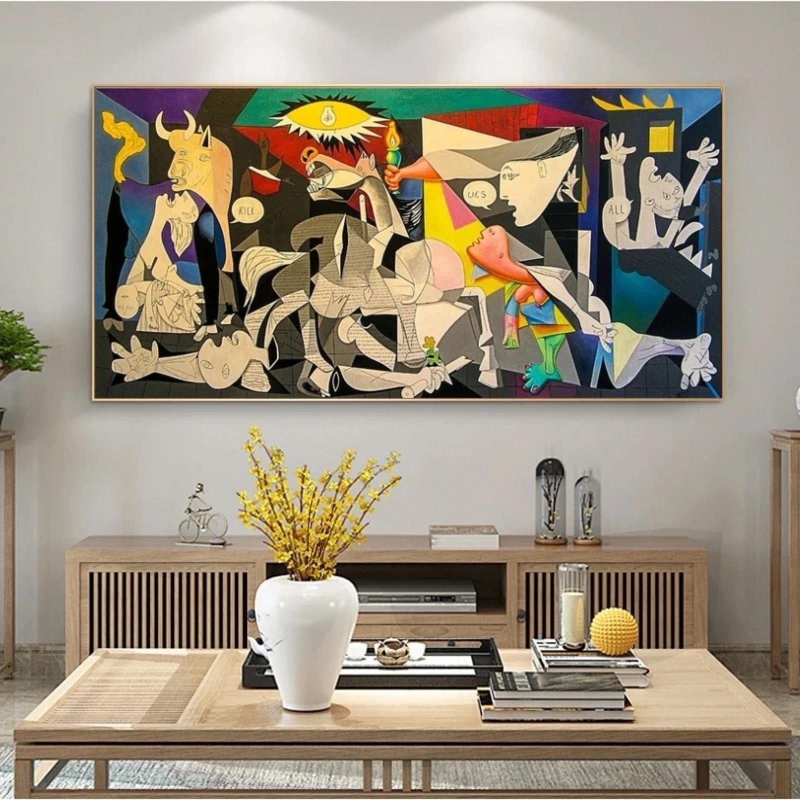 HOLEILUCK Guernica di Picasso Riproduzioni di dipinti su tela Famosa tela Xxl Stampe d'arte da parete Immagini di Picasso Decorazione della parete di casa 100x200 cm/39x79 pollici Senza cornice