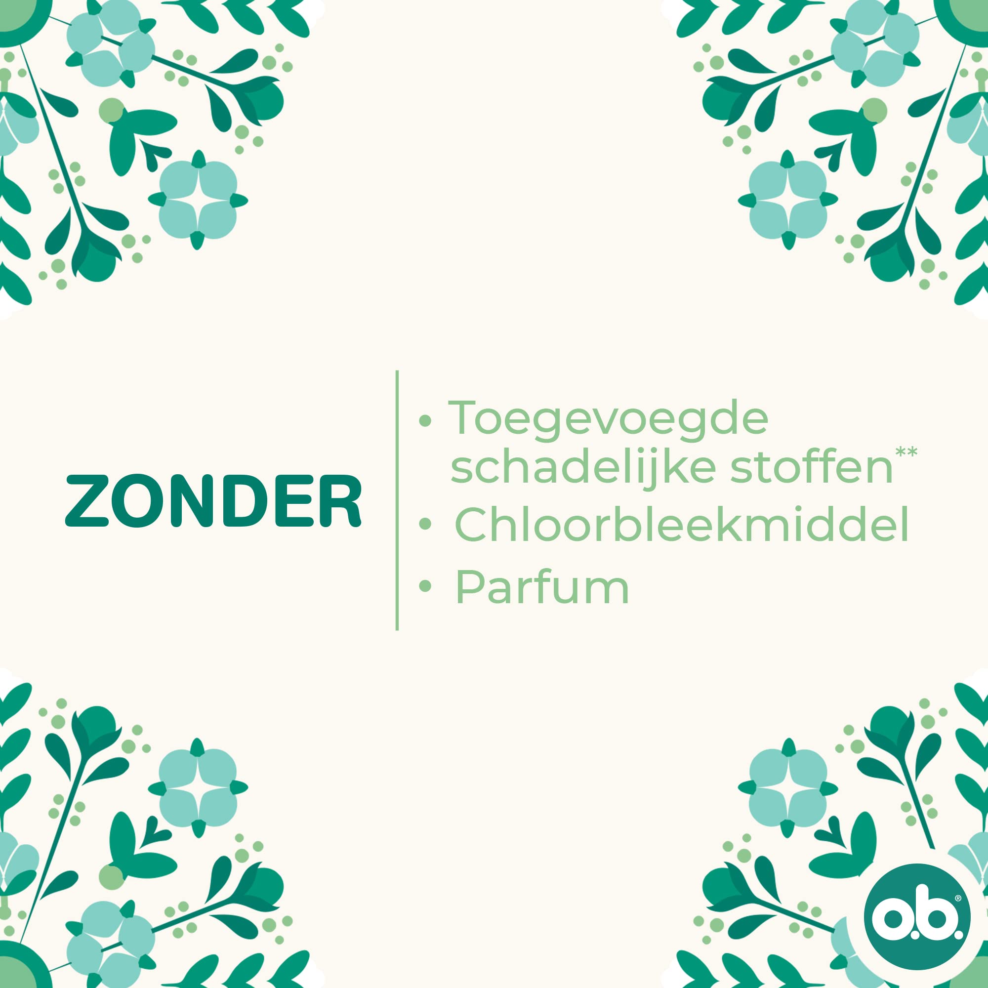 o.b. Organic Normal Biotampony na średnie do cięższych dni miesiączkowych z 100% biobawełny, z zakrzywionymi rowkami zapewniającymi niezawodną i naturalną ochronę, 6 x 16 sztuk