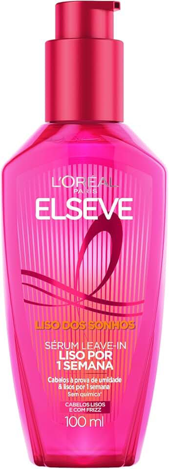 L'Oréal Paris Elseve Liso dos Sonhos, Sérum Leave-in com Tecnologia Ativada por Calor para Efeito Liso por 1 Semana, Antifrizz, Protetor Térmico e Barreira Contra Umidade, 100ml
