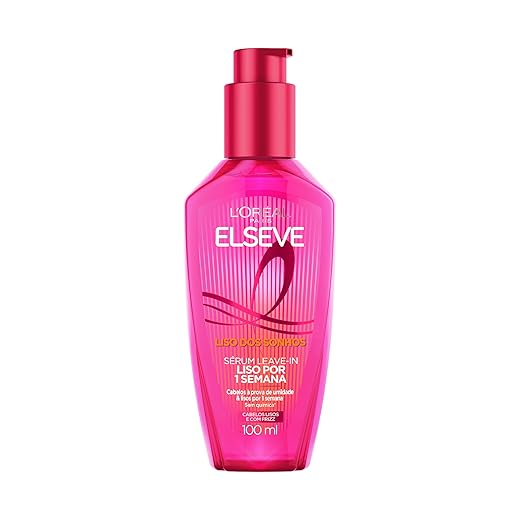 L'Oréal Paris Elseve Liso dos Sonhos, Sérum Leave-in com Tecnologia Ativada por Calor para Efeito Liso por 1 Semana, Antifrizz, Protetor Térmico e Barreira Contra Umidade, 100ml