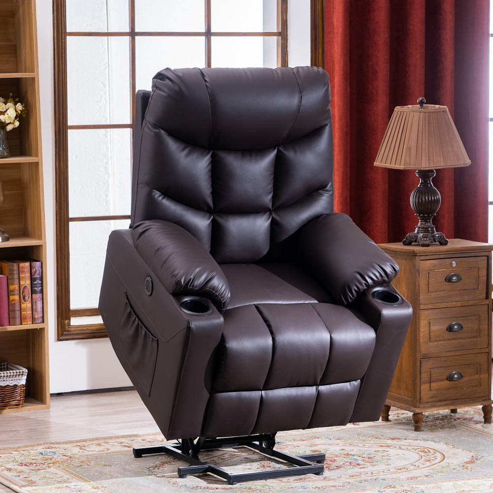 Recliner Chair,Remote Control Design Recliners for Elderly, Heated Vibration Massage Sofa with USB Ports, Remote Control, 2 Front Little Pockets, 2 Side Pockets and Cup Holders