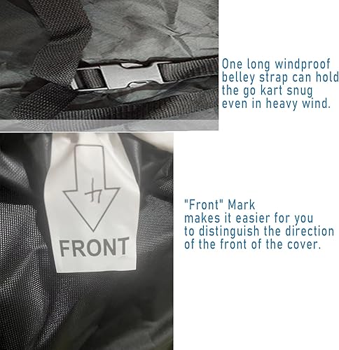 Miniatura 4 de KT196 Go Kart Cover QYMOTO Heavy Duty 420D, impermeable, resistente al viento, protección para todo tipo de clima, para Coleman, Baja, TrailMaster,