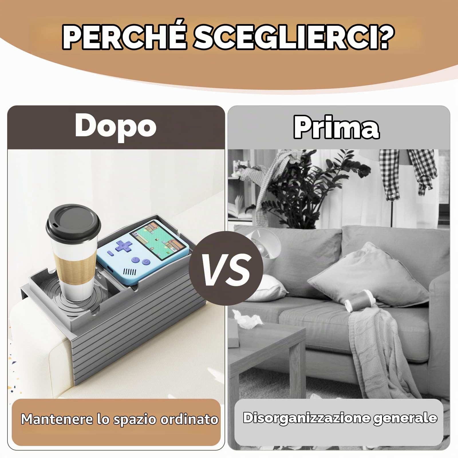 Vassoio da Divano, Organizer Divano Bracciolo in Silicone, Antiscivolo Porta Telecomando da Divano per Telefono, Tablet, Riviste, Tazza, Grigio