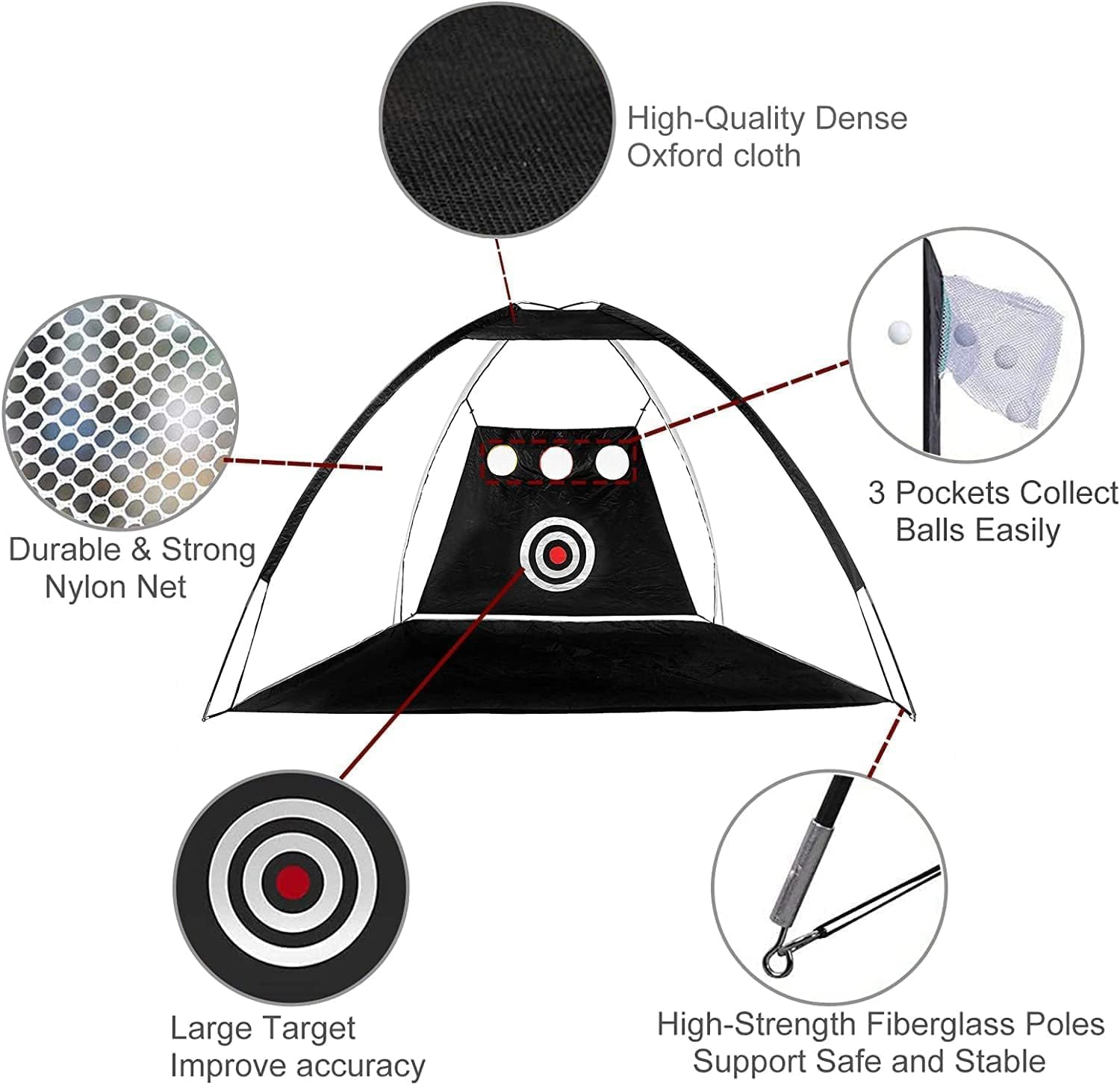 Golfnetz 3x2.1x1.8m Golf Trainingsnetz mit Schlagmatte für Hinterhof Drinnen Draußen Chipping Driving, und Pitching-Fahrnetze für den Innen- und Außenbereich, Garagennutzung, Golfschwungtraining
