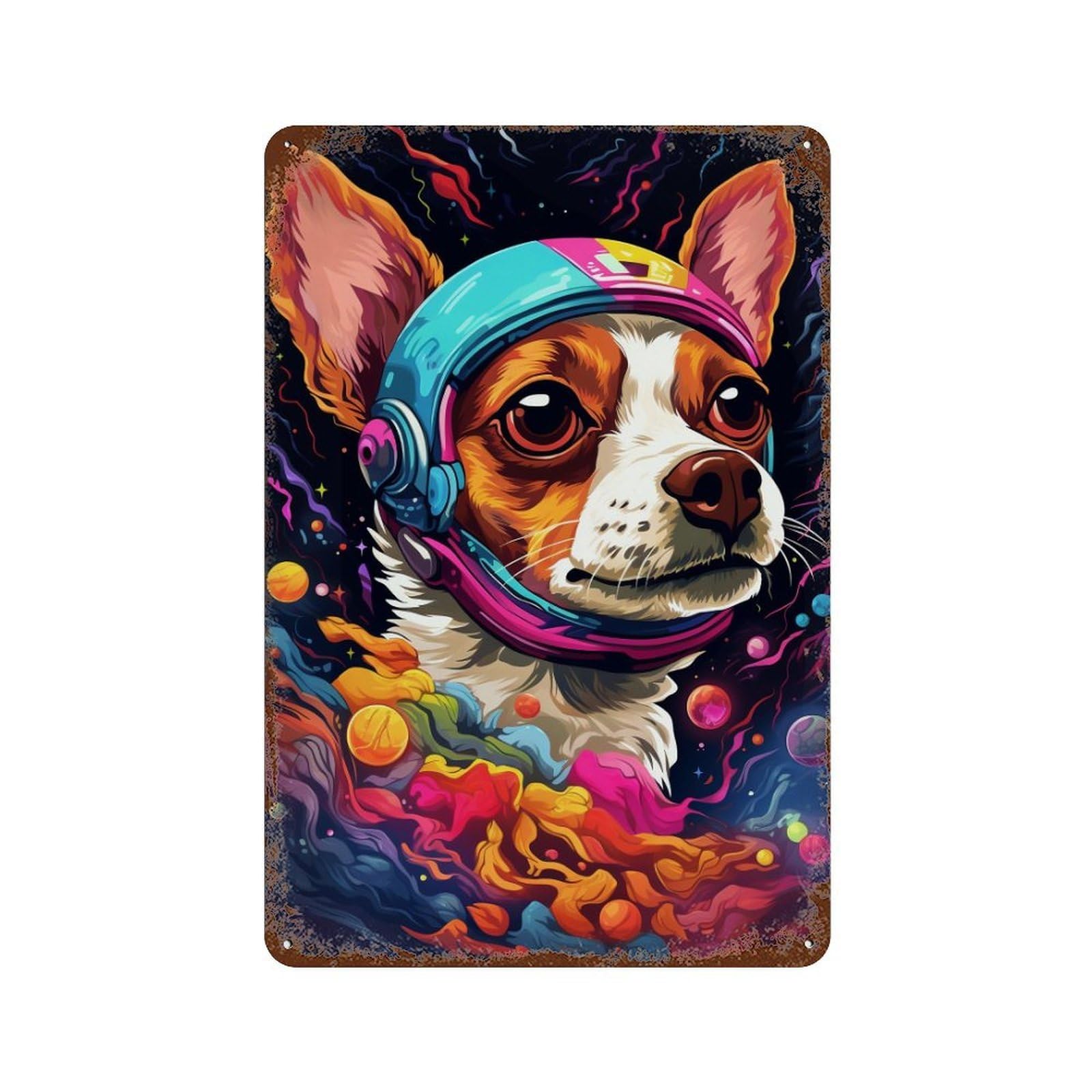Cosmic Canine Adventure Decorative Tin Sign 11.8"x7.9", for Farmhouse, Kitchen And Entryway Decor, Vintage Wall Decor