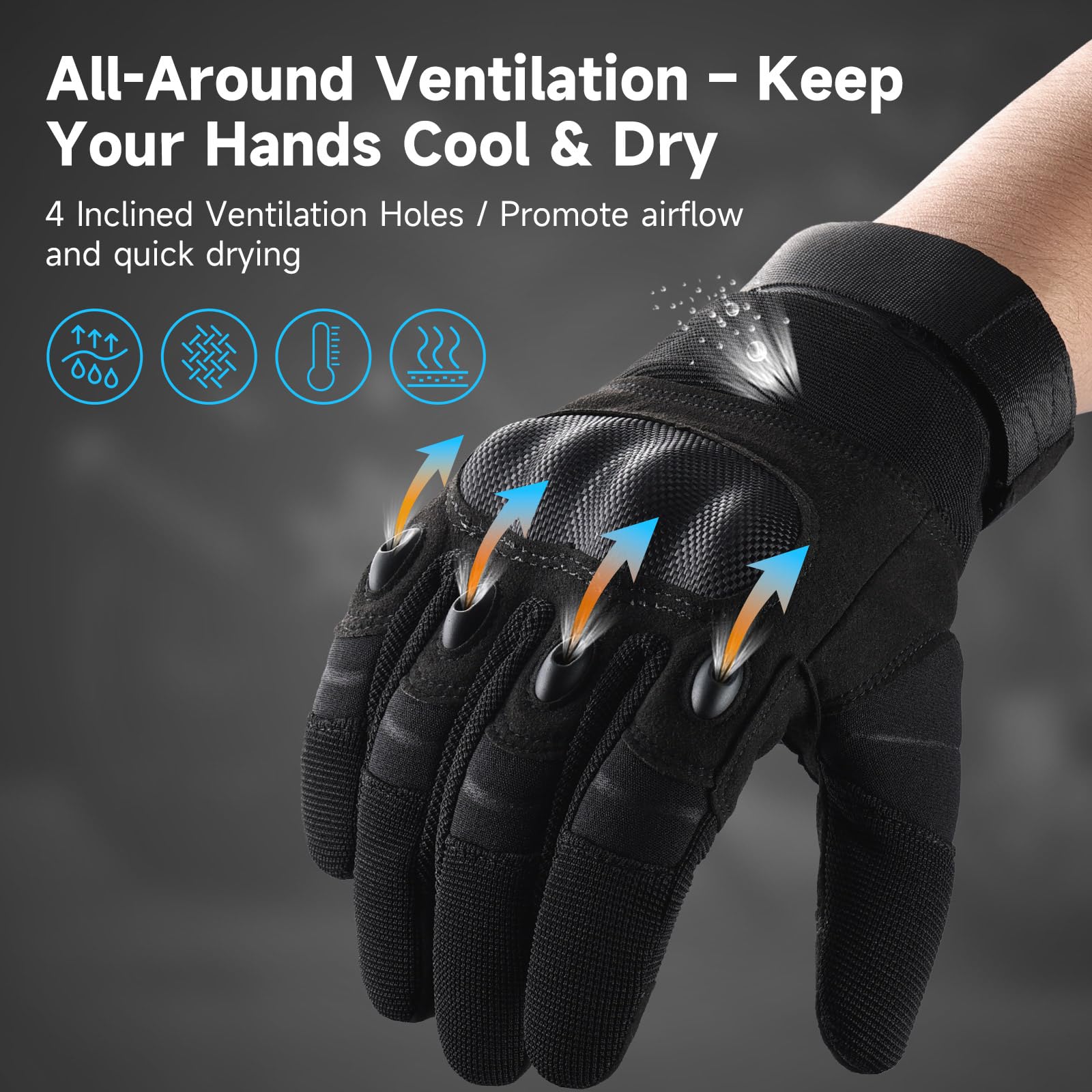 Cierto Motorcycle Gloves for Men & Women | Touch Screen Full Finger Motorcycling Gloves for Texting | Non-Slip Gloves with Breathable Holes for Road Racing & Cycling & Motocross