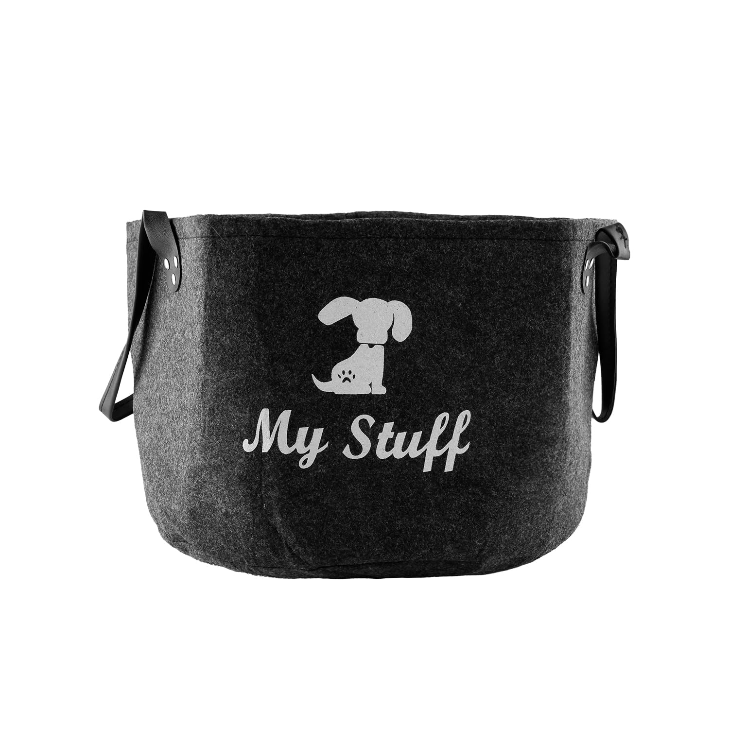Bojueshaw Grey Collapsible Felt Pet Toy Storage Box,Pet Toybox Chest,Dark Organizer Basket For Dog Toys,Leashes & Blankets