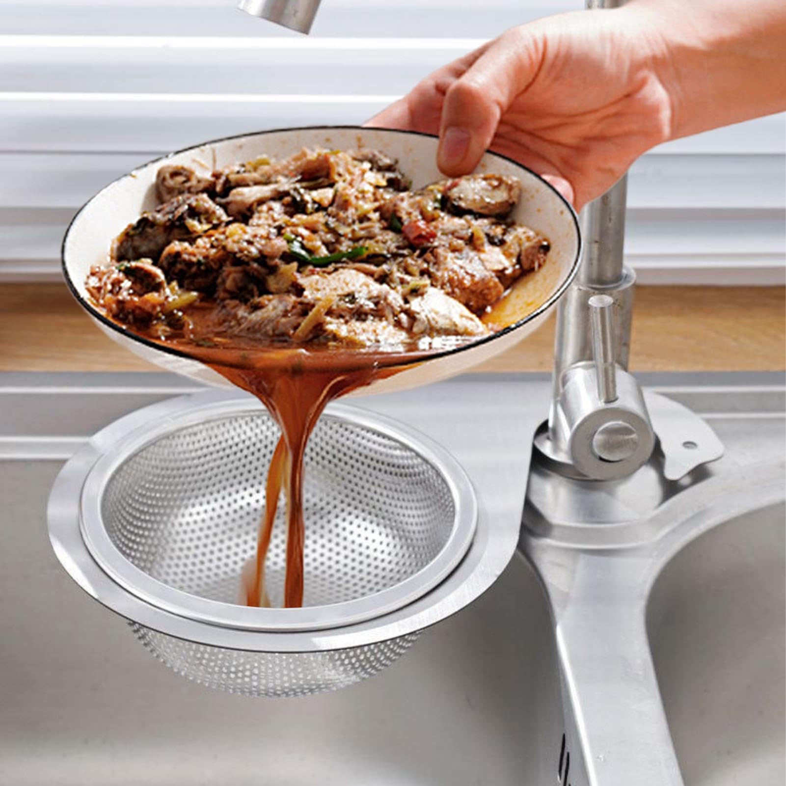 Filtro para fregadero de cocina de acero inoxidable, cesta de drenaje multifuncional antiobstrucción