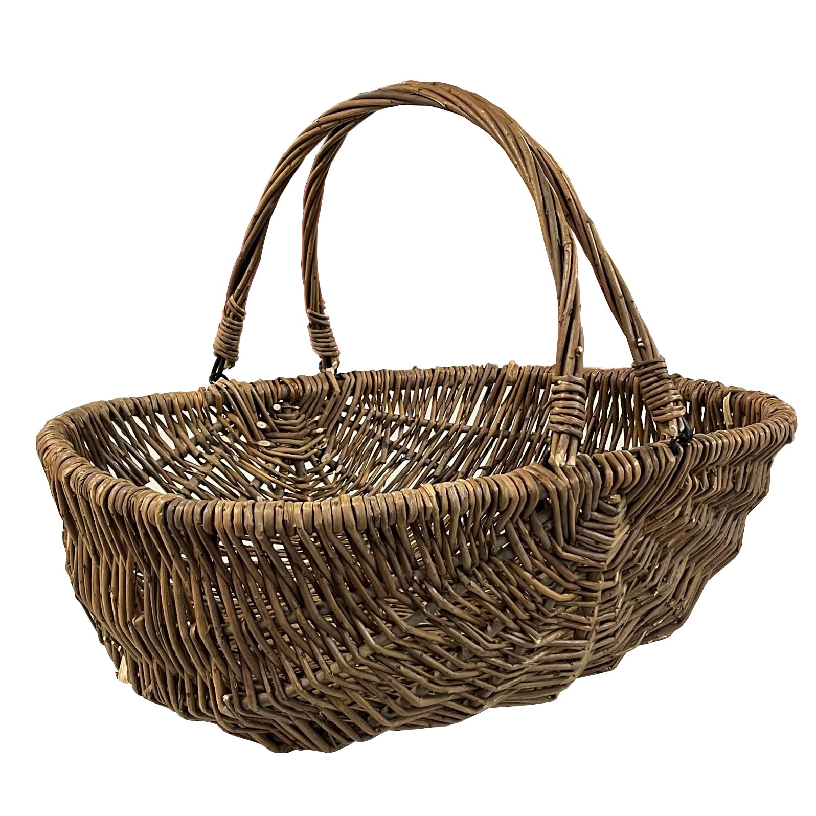 Selections Natural Extra Large Willow Wicker Garden Trug Basket With Folding Handles