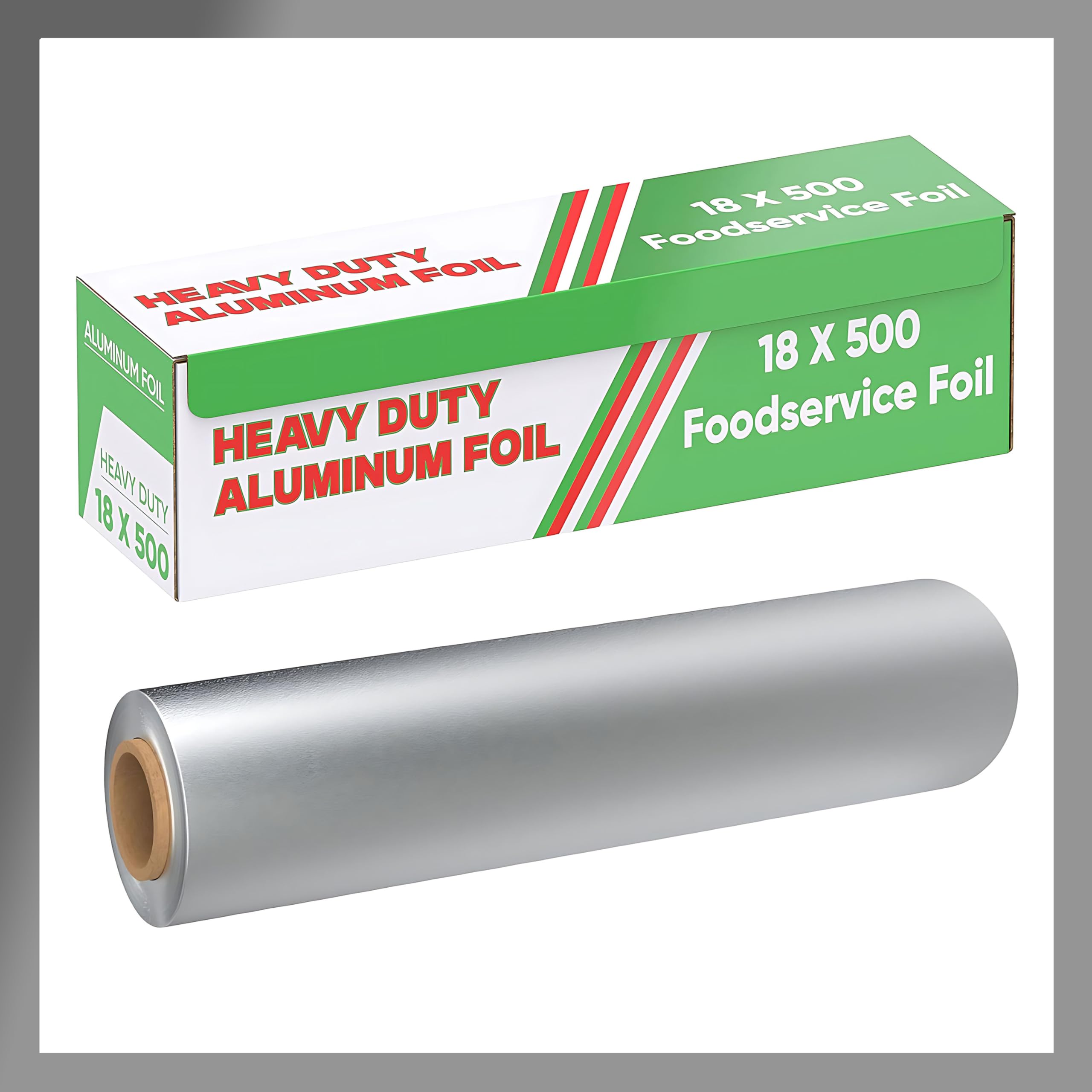 Aluminum Foil Wrap Roll 18 in x 500 ft Heavy Duty Commercial and Home Use for Food, BBQ, Grilling, Cooking, Baking, Roasting, Party (18 in x 500 ft, 1 Pack)