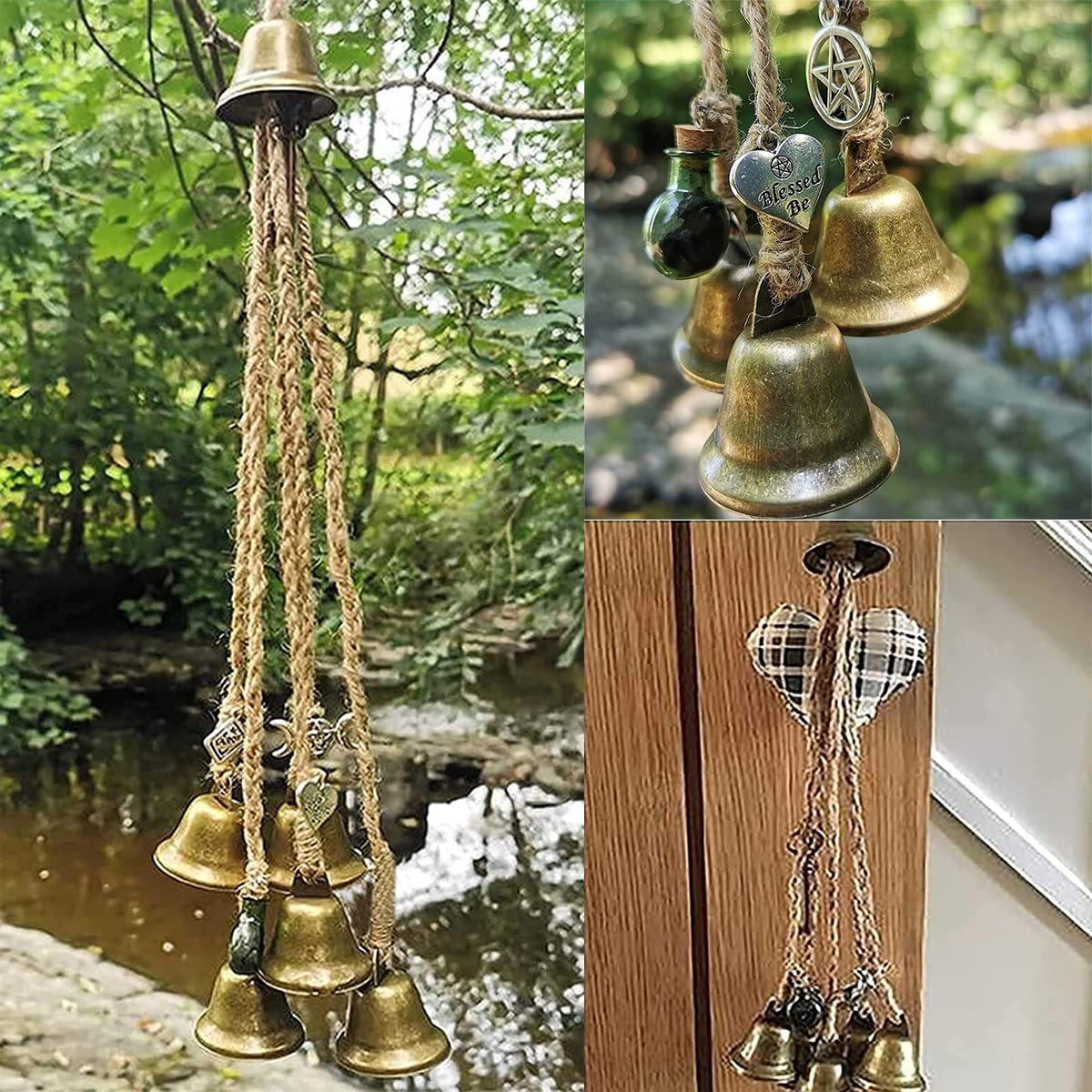 Heksenklokken Windgong | 33 Cm | 5 Klokken | Handgemaakt | Voor Binnen & Buiten | Met Spirituel Design