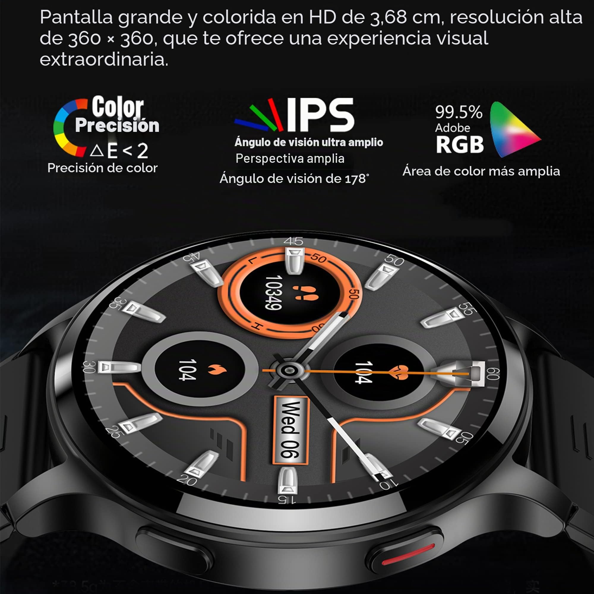 Reloj Inteligente Mujer Hombre con Llamadas, 1,43 Pulgada Smartwatch Deportivo con Podometro Pulsometro SpO2 Sueño Presion Arterial Pulsera Actividad 5ATM Reloj Digital para iOS Android (Negro)