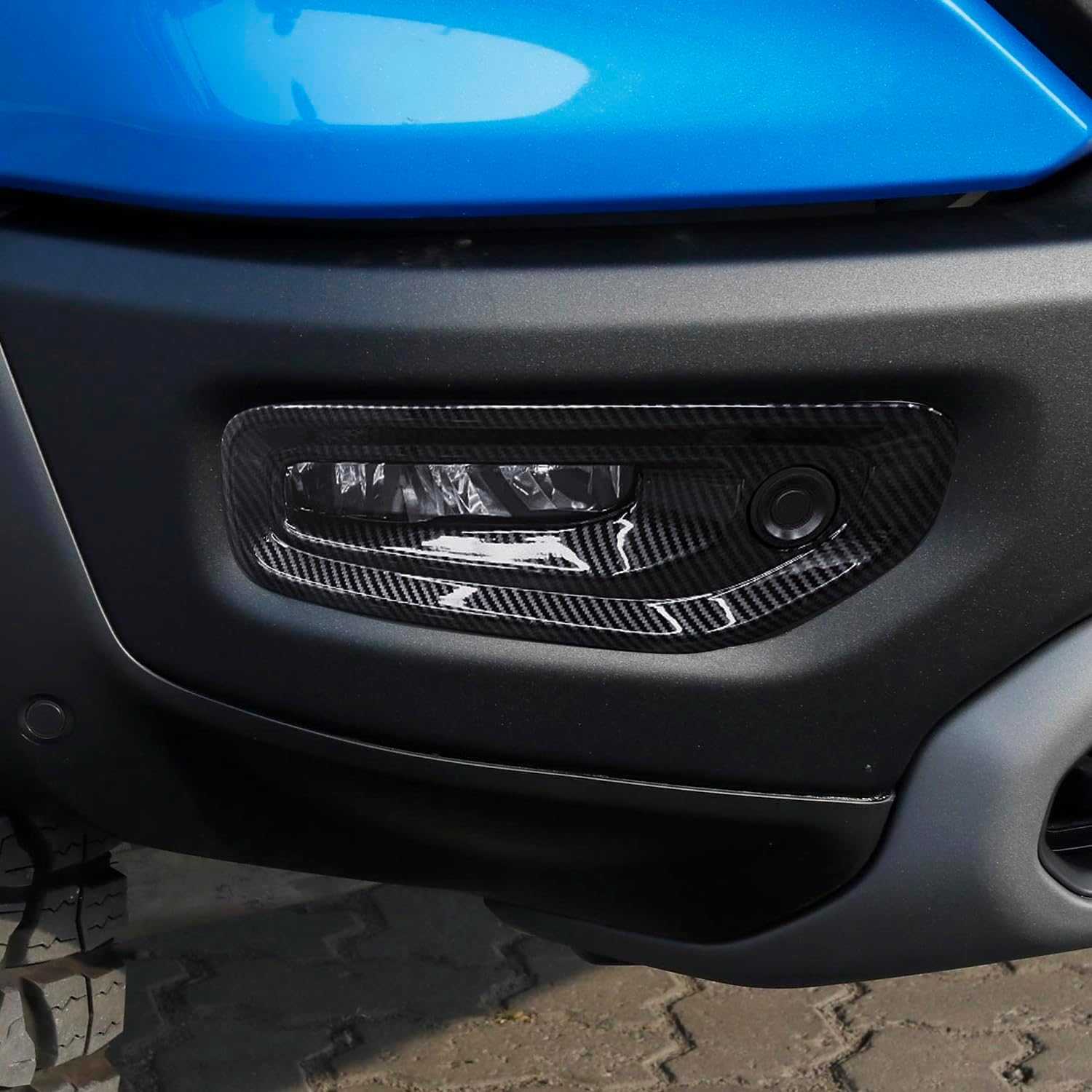 For Dodge Ram 1500 TRX 2021-2023 Carbon Fiber Black Front Fog Light Lamp Cover Trim 2pcs Car Accessories