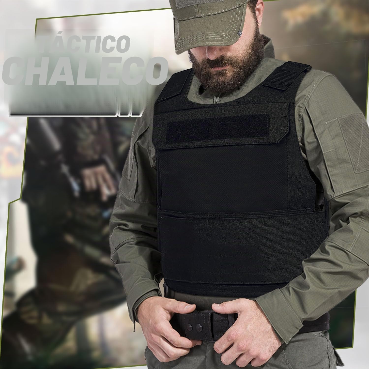 Taeku Chaleco Táctico Ajustable Oxford Uniforme Seguridad CS Airsoft Paintball Chaleco Ejército de Caza Premium Militar al Aire Libre para Caza Senderismo