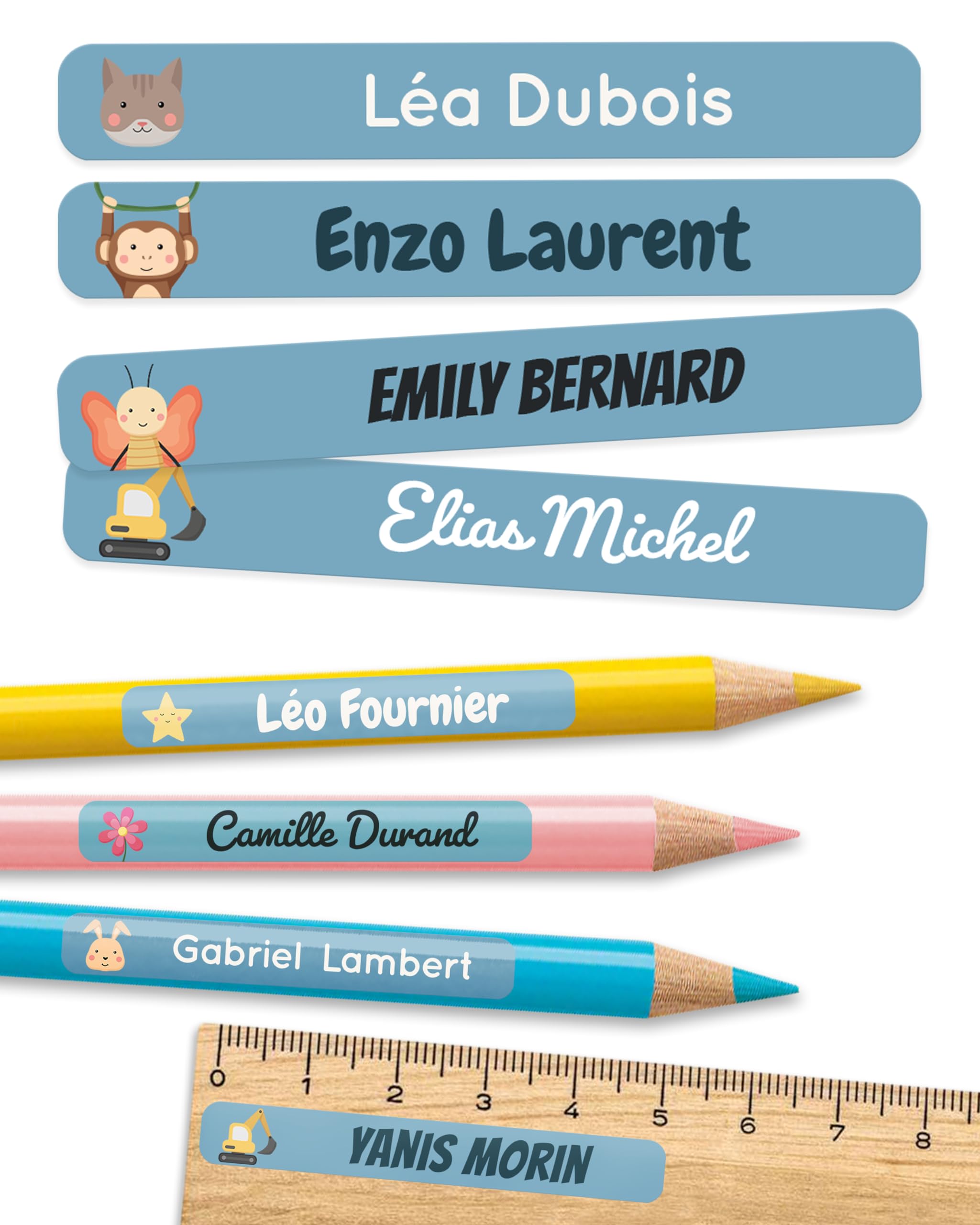 Étiquettes Autocollantes Personnalisées École - 40 étiquettes 30x13 Mm, Motifs Licorne/espace/mer, Lavables - 6