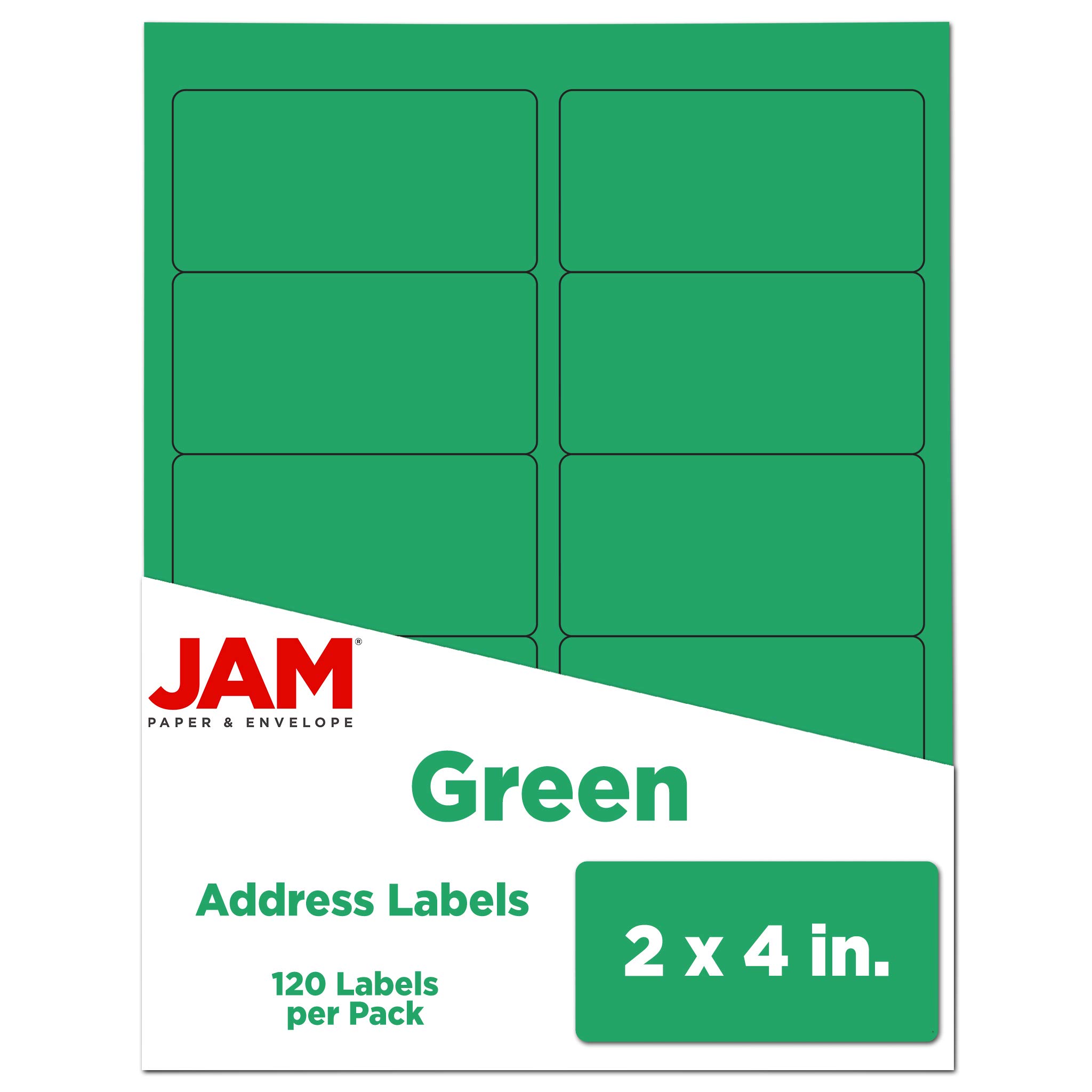 JAM PAPER Shipping Address Labels - Standard Mailing - 2 x 4 - Green - 120/Pack