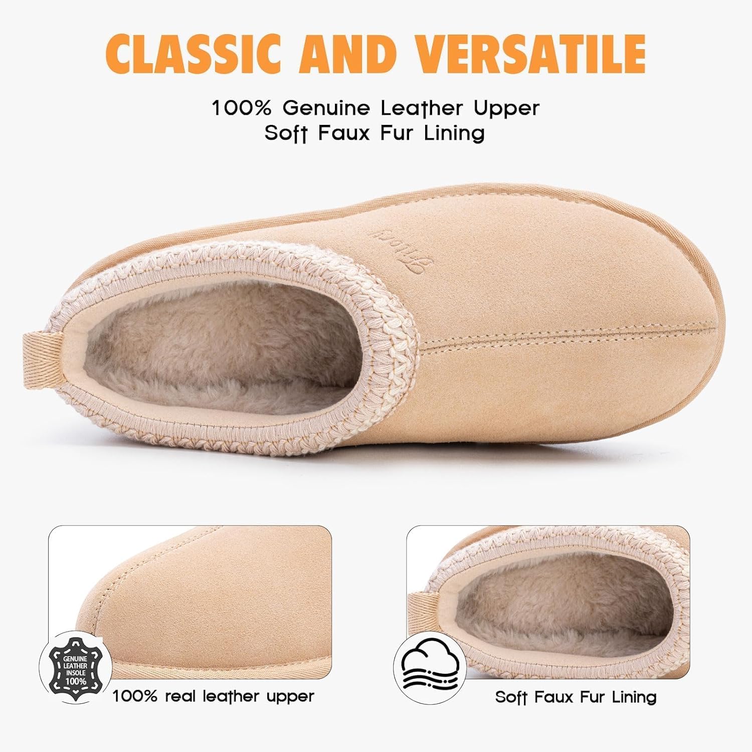 FITORY Women's Suede Slipper | Flat Short Mini Boots with Fur Fleece | Winter Casual Comfort Shoes - Image 3