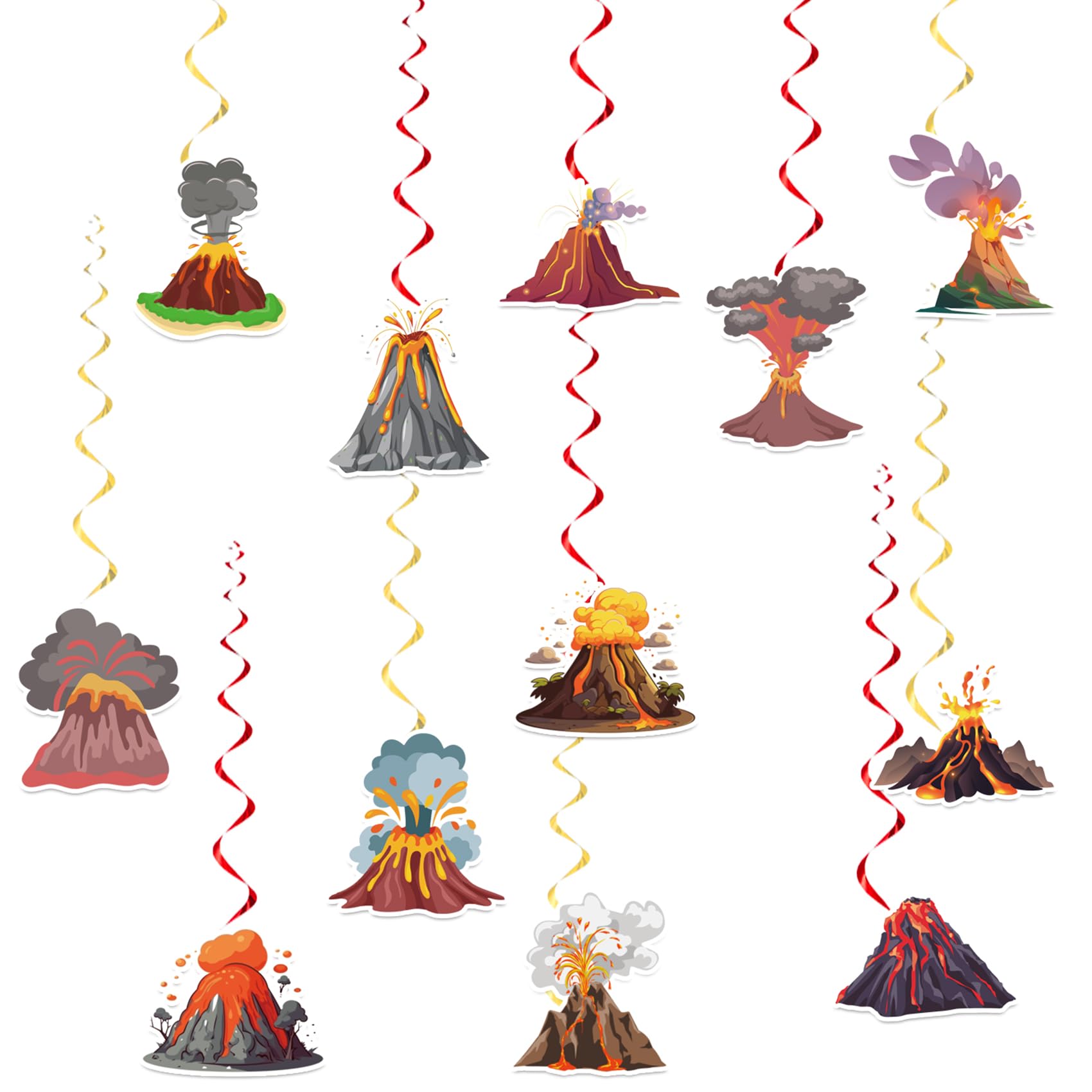 Funmemoir 8pcs Volcano Hanging Decorations - Lava Party Streamers For Birthday