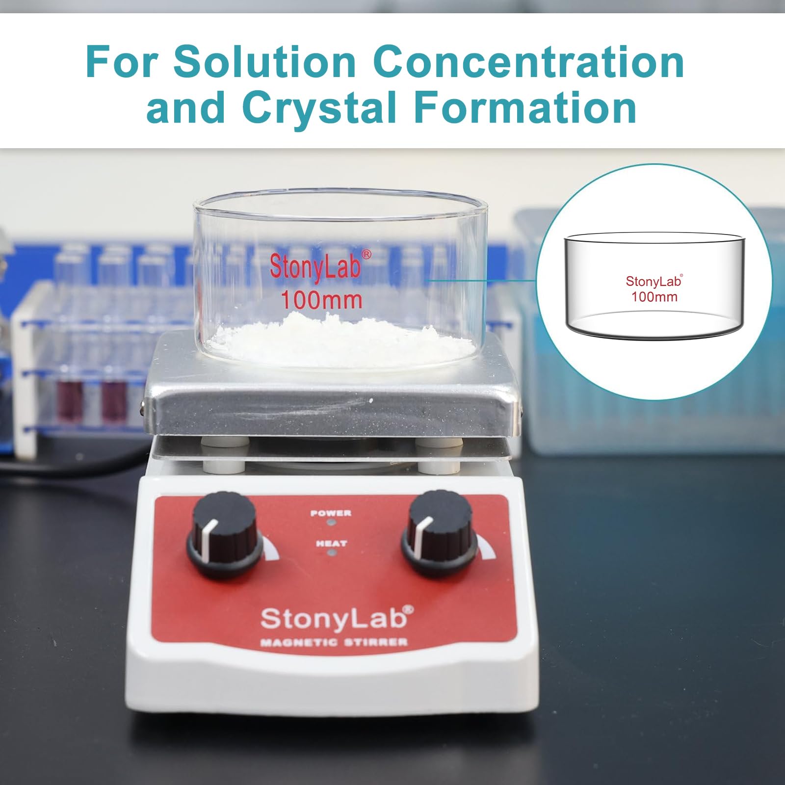 stonylab Crystallizing Dish, Thick-Wall High Borosilicate Glass Crystallizing Dishes for Crystallization and Evaporation Lab Glassware, Flat Bottom, No Spout, O.D. 80 mm, 100 ml — Amazon image 6