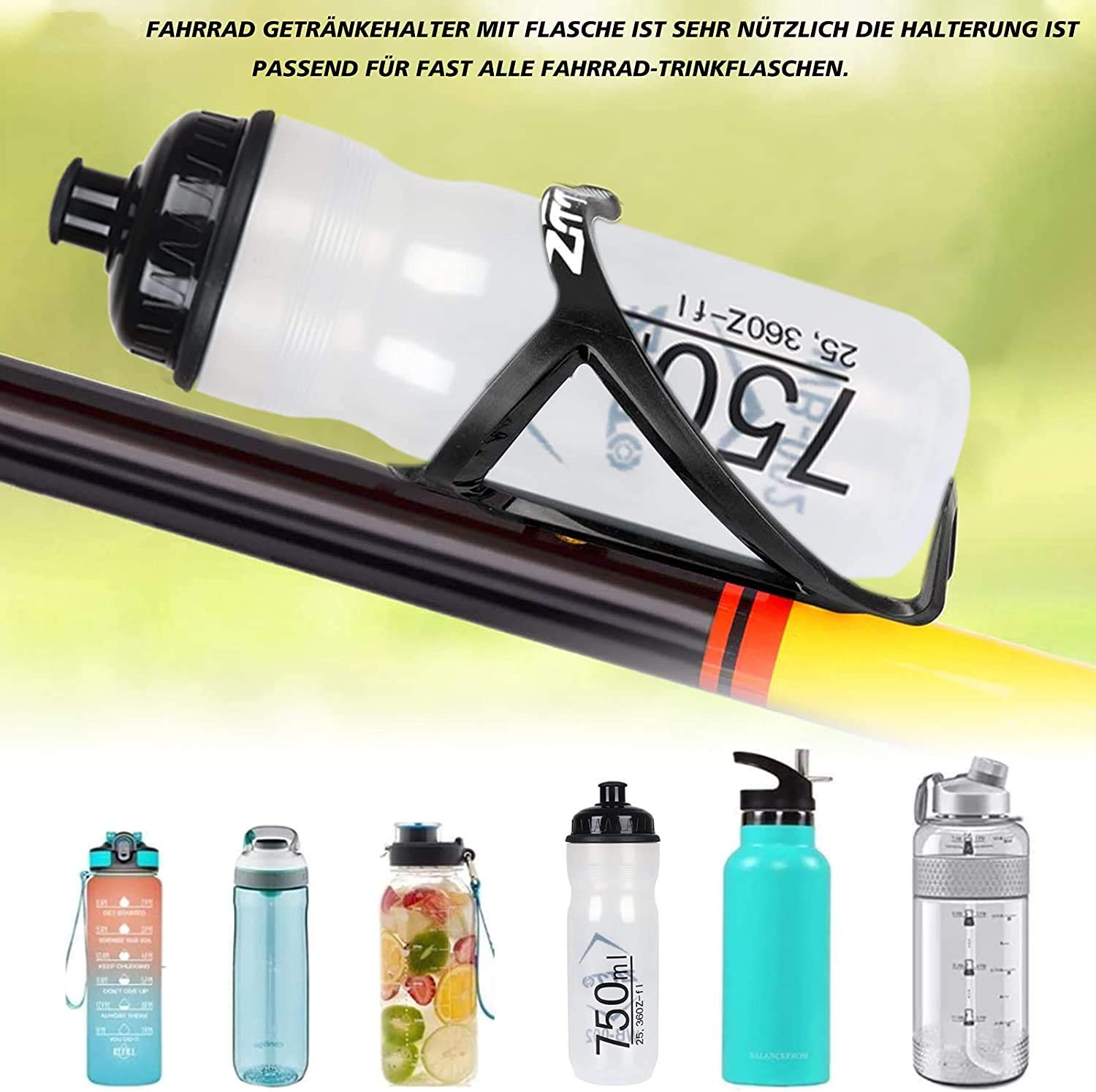 Peiyee Lot De 2 Porte-Bidon Vélo PC | Porte-Bouteille VTT / Route Léger & Robuste | Fixation Stable Anti-Chute | Noir