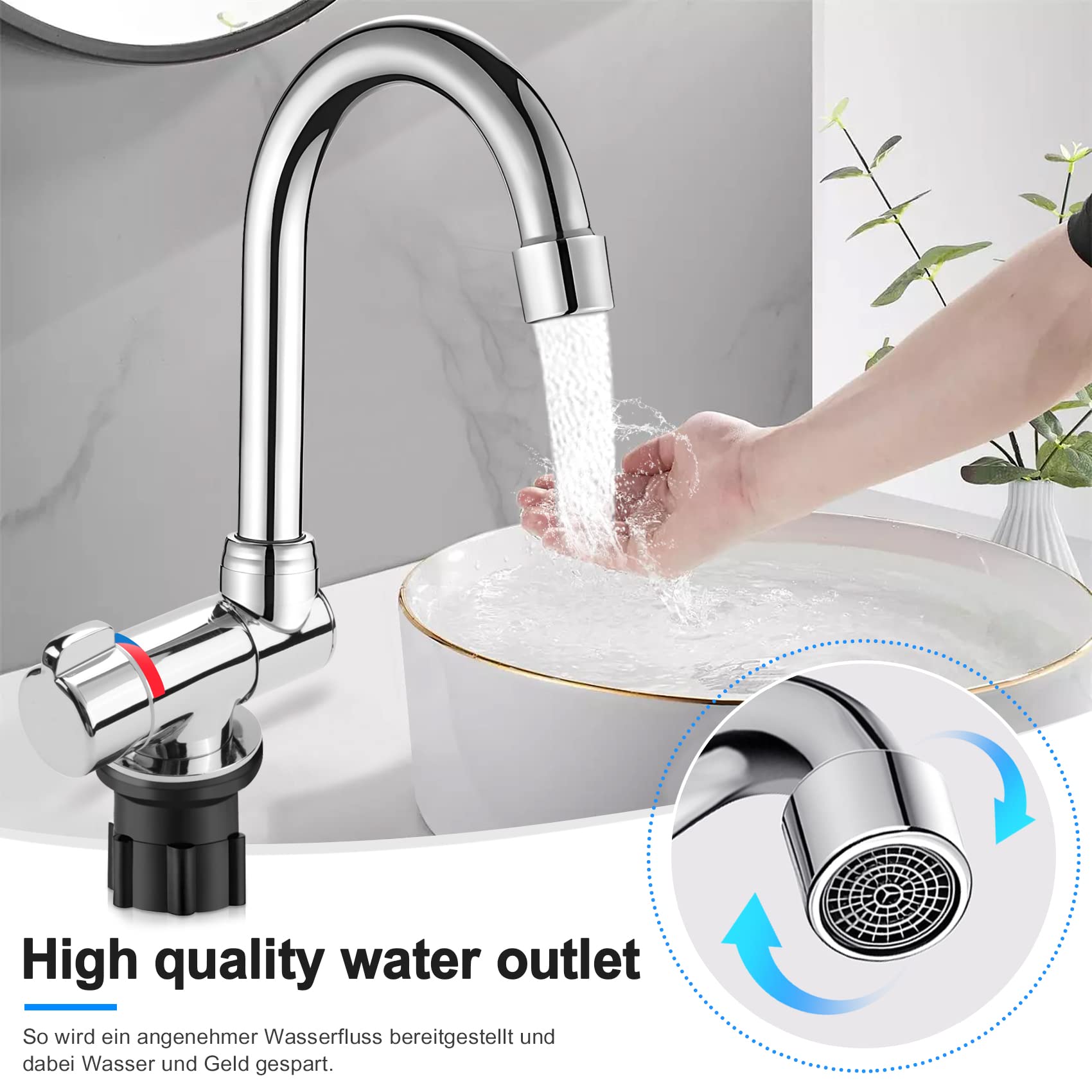 de cuisine pliable d'évier rotatif à 360 degrés mélangeur d'eau froide et chaude à une main en cuivre pour bateaux de camping-car