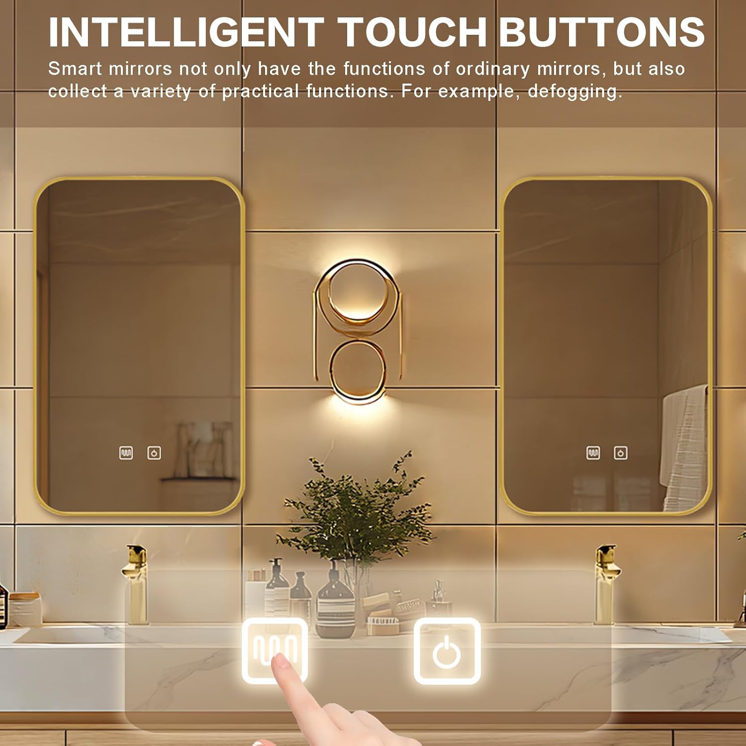 Bathroom Vanity - Floating Bathroom Vanity with Double Sinks Includes Integrated Sink & Irregular Mirrors|Modern French Style,Hidden Handle,LED Smart Defog Mirror(80IN)