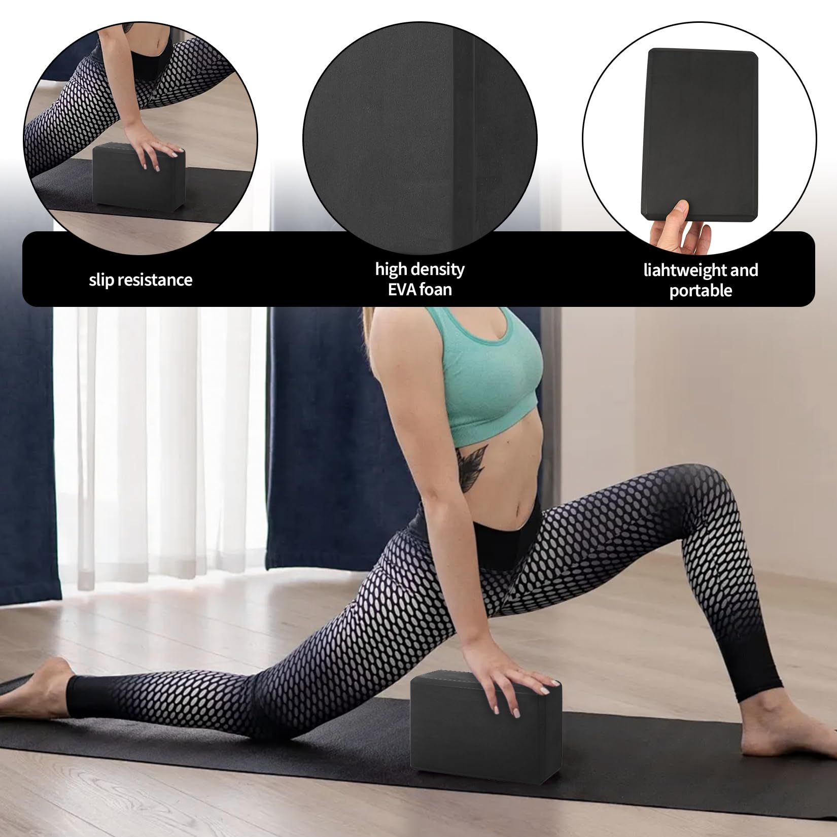 2 Pcs Brique Yoga Blocks, Briques de Yoga en Mousse EVA, Blocs de Yogas, Blocs de Pilates Haute Densité Antidérapants en mousse EVA pour Femme Hommes fitness gymnastique(29,9 x 22,9 x 7,6 cm)