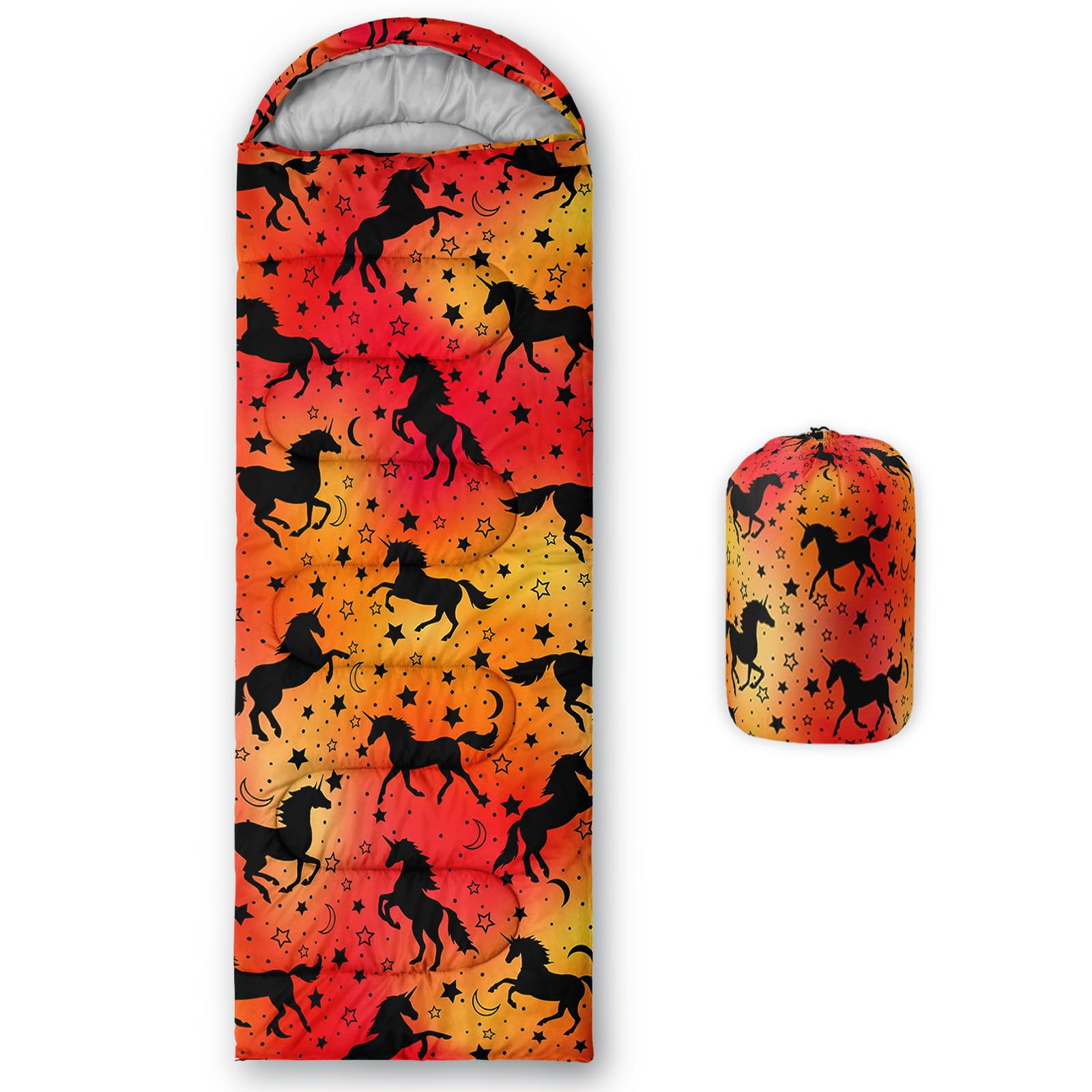 Smell Sunshine Kids Sleeping Bag for Boys Girls,Gradient Unicorn Print-Lightweight Warm Portable Outdoor Indoor-Waterproof Cold Weather Resistant Sleeping Bag for Camping Hiking(Unicorn)
