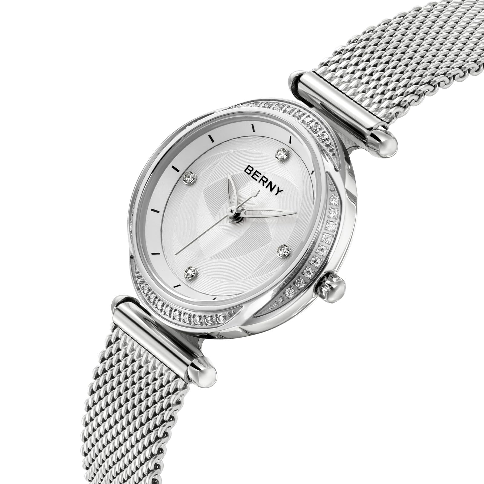 BERNY Mujeres Reloj Dainty Ladies Relojes de Pulsera de Acero Inoxidable de Malla de Banda a Prueba de Agua de Oro Relojes