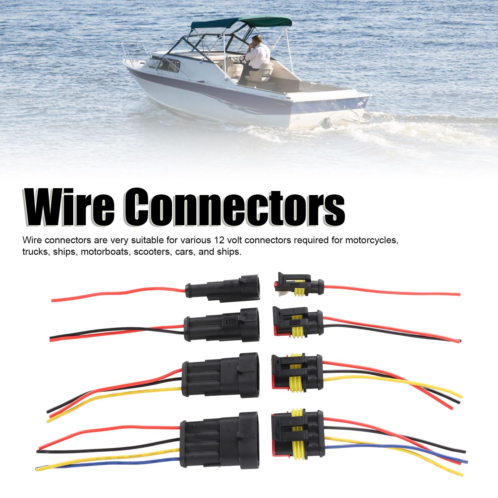 Tyenaza 26 Kits 16AWG-Drahtverbinder, 1/2/3/4-Pin-Weg, Wasserdichter Kabelverbinder, Schnelltrenn-Kfz-Elektroverbinder Für Auto, LKW, Boot