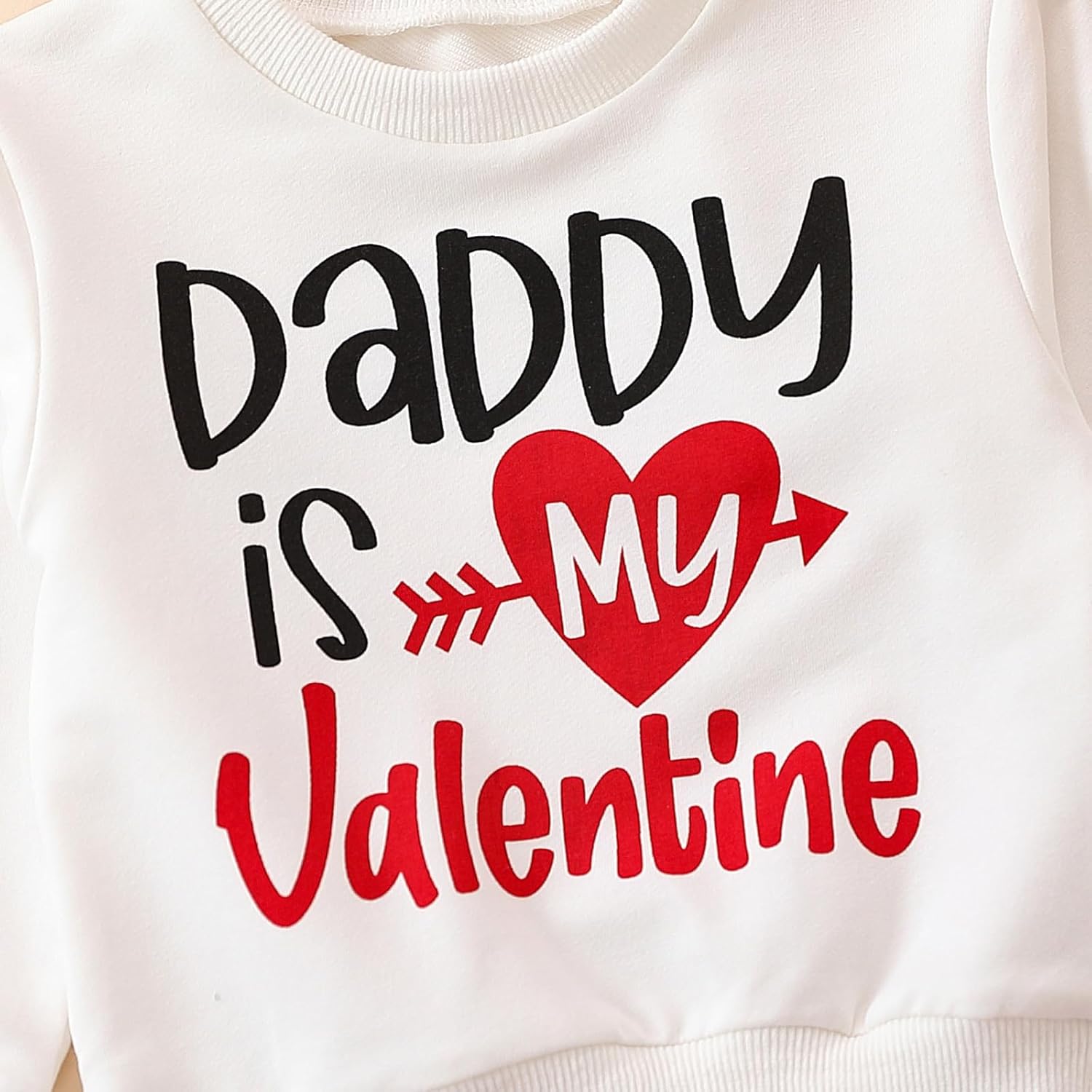 Toddler Baby Girl Valentines Day Outfit Daddy is My Valentine Sweatshirt Love Heart Long Pants 2Pcs Clothes Set