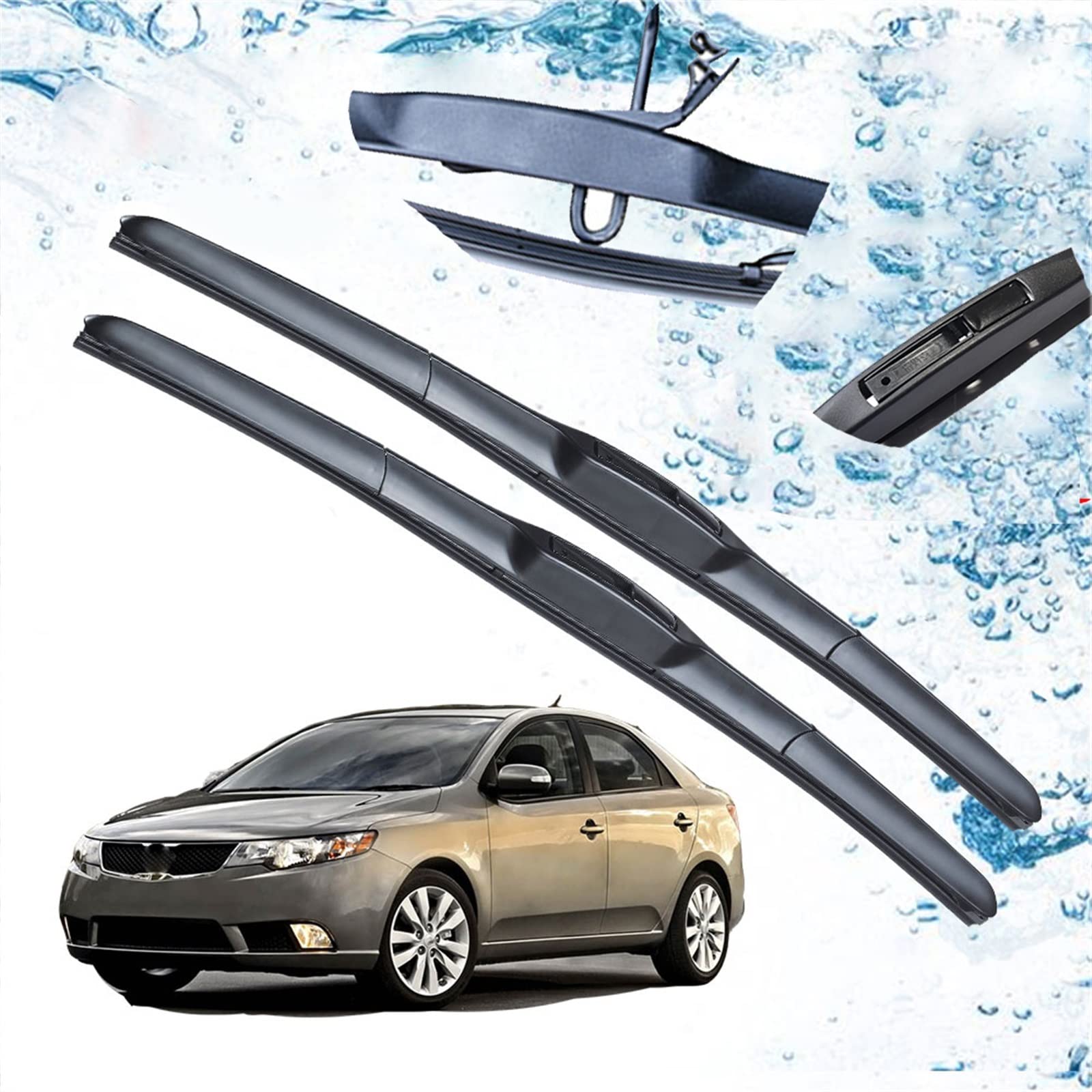 Balais d'essuie-glace Kia Forte Cerato silencieux et anti-traces à crochet en U