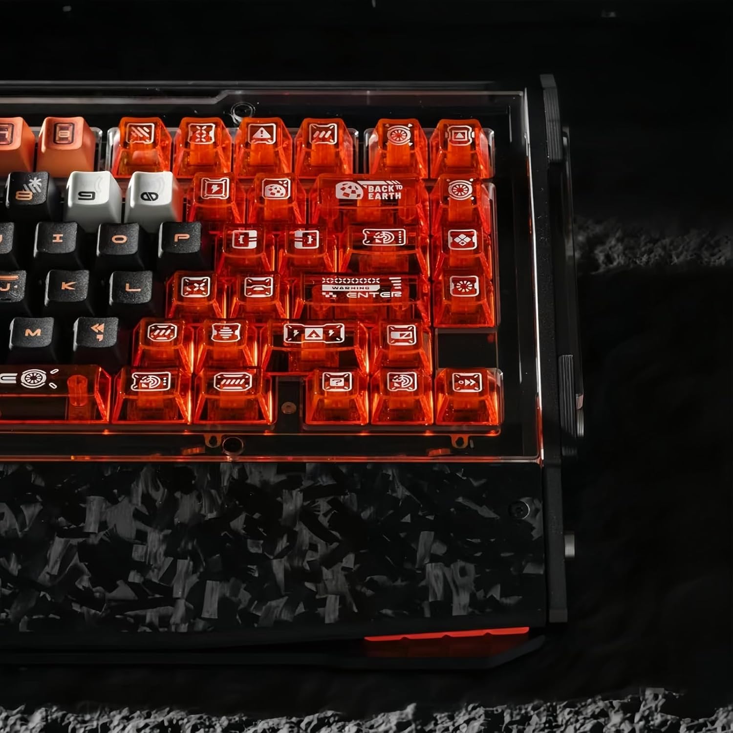 ULTRAEQUIP x PIIFOX Clear Keycaps + PBT Keycaps Set Transparent 182 Keys Side Printed Dye Sub Shine Through Keycaps Cherry Profile for MX Switch Mechanical Keyboard Key Cap