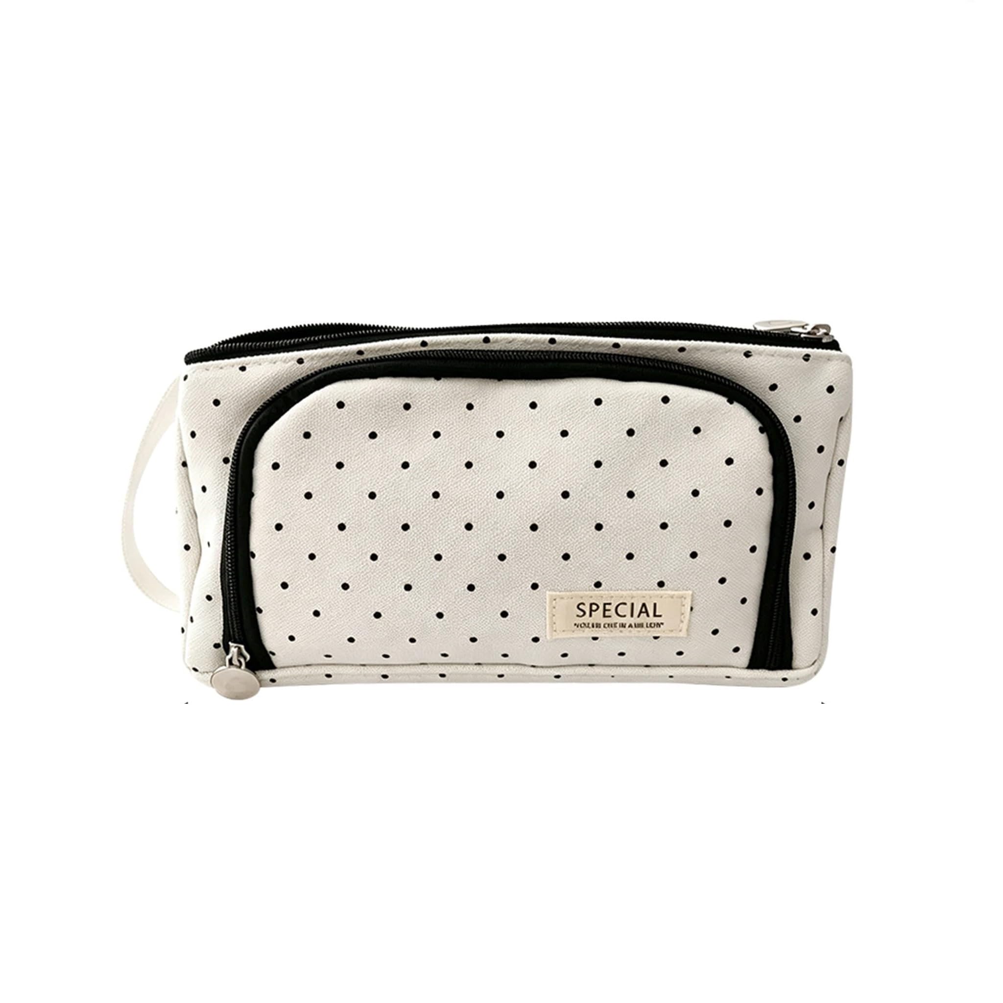 Polka Dot Pencil Case, Large Capacity Pencil Case Pen Bag with Zipper (B1)