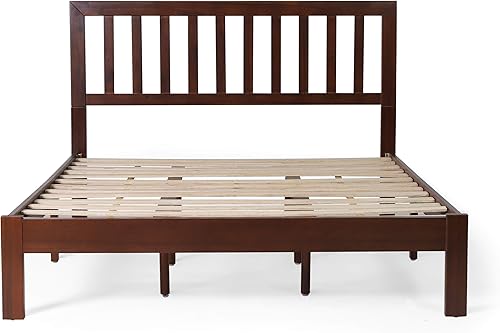 Miniatura 5 de Christopher Knight Home Eunice - Plataforma de cama Queen de madera de acacia, roble oscuro