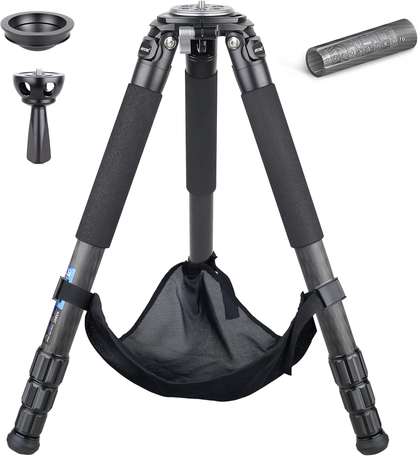 ARTCISE AS88C Carbon Fiber Tripod With 75mm Bowl and Adapter - Heavy Duty Camera Tripod, 10 Layers, 36mm Leg Tube, Max Load 77Lbs/35kg (Small Size AS90C)