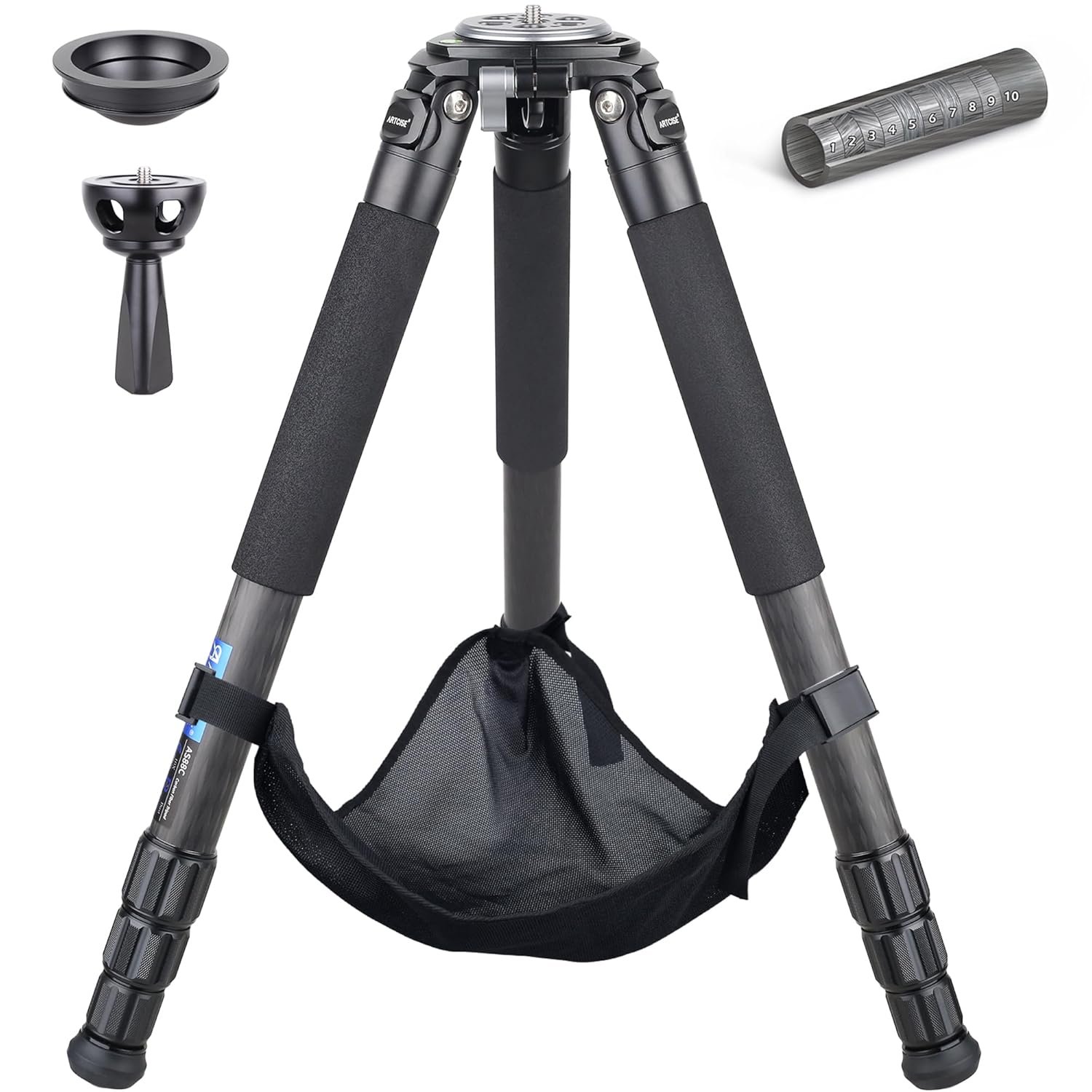 ARTCISE AS88C Carbon Fiber Tripod With 75mm Bowl and Adapter - Heavy Duty Camera Tripod 10 Layers 36mm