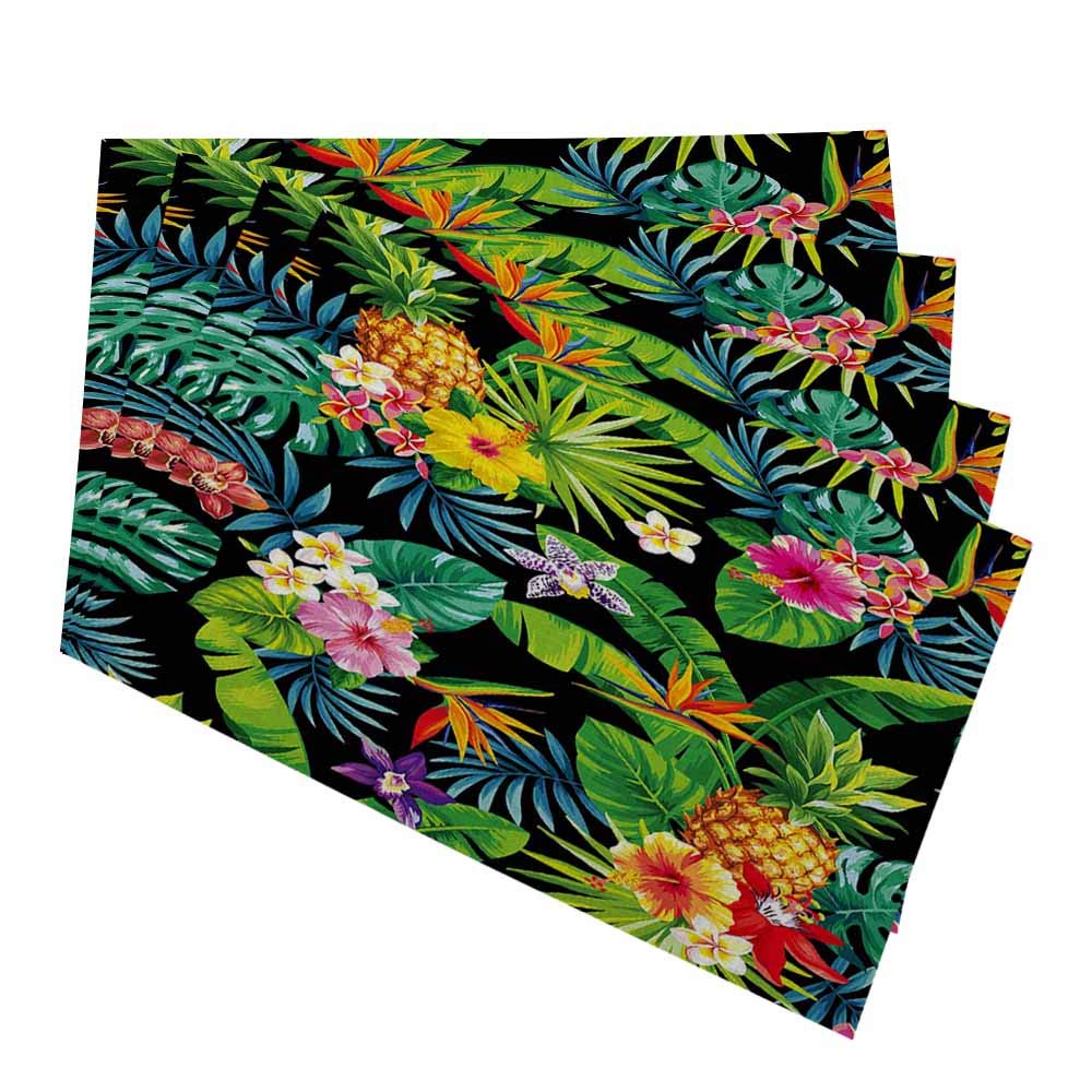 OFloral Traditionelle Tischsets – 4 Stück, Blumenmuster, Jute, 30,5x45,7 Cm, Waschbar