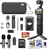 Osmo Pocket 3 Creator Combo Bundle with Clip-On Transmitter/Recorder, Wide Angle Lens, Tripod, Carrying Bag + Wireless Microphone System, 256GB Micro SD Card, Photo/Video Editor Software Package