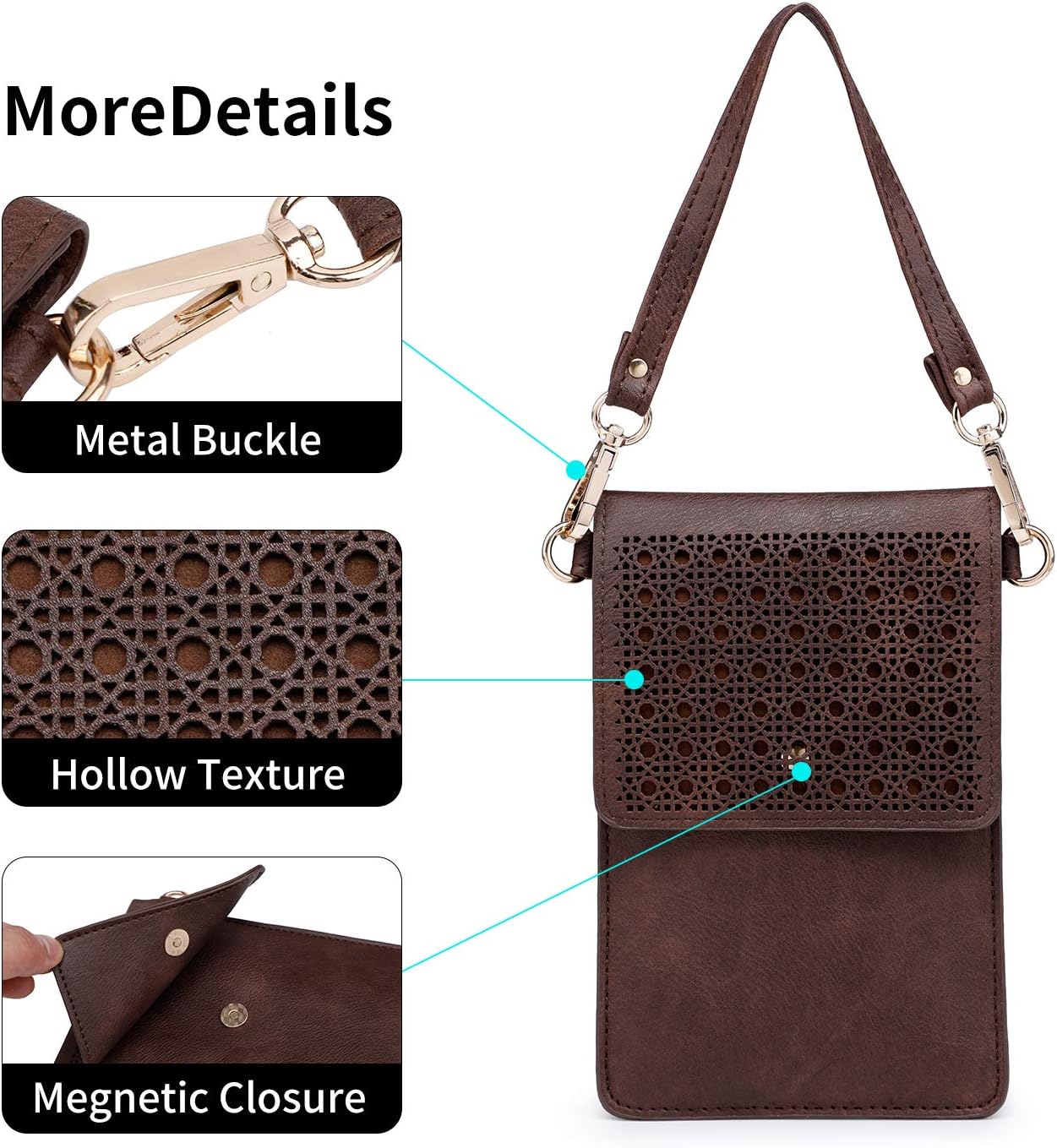 AnsTOP Small Crossbody Bags for Women, Vegan Leather Crossbody Phone Purse, Handheld & Adjustable Shoulder Strap - Image 3