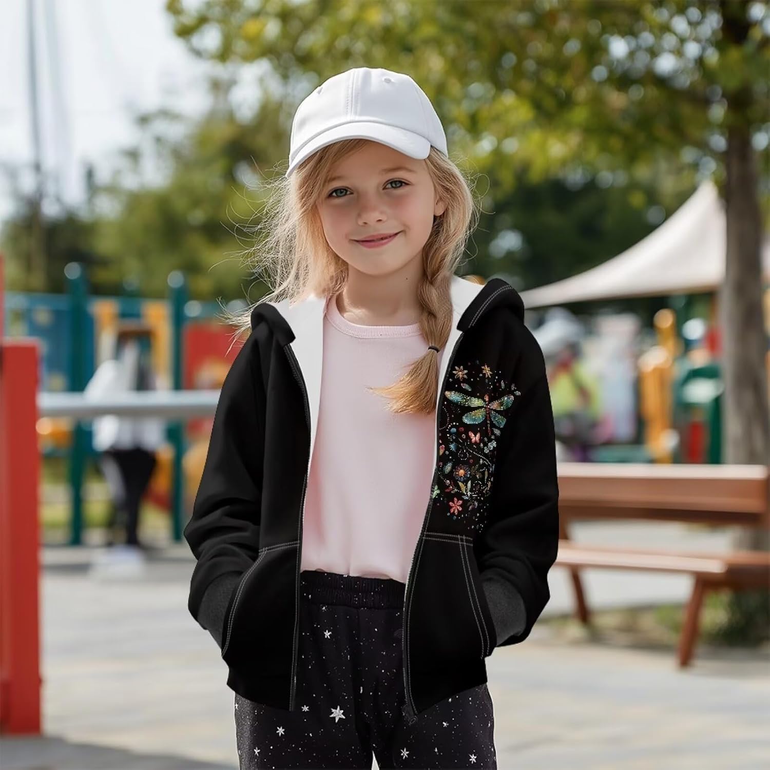 Gomyblomy Fashion Zip Up Hoodies for Girls Kids Hooded Sweatshirt Fleece Jacket Fall Winter Warm Outerwear 6-16 Years