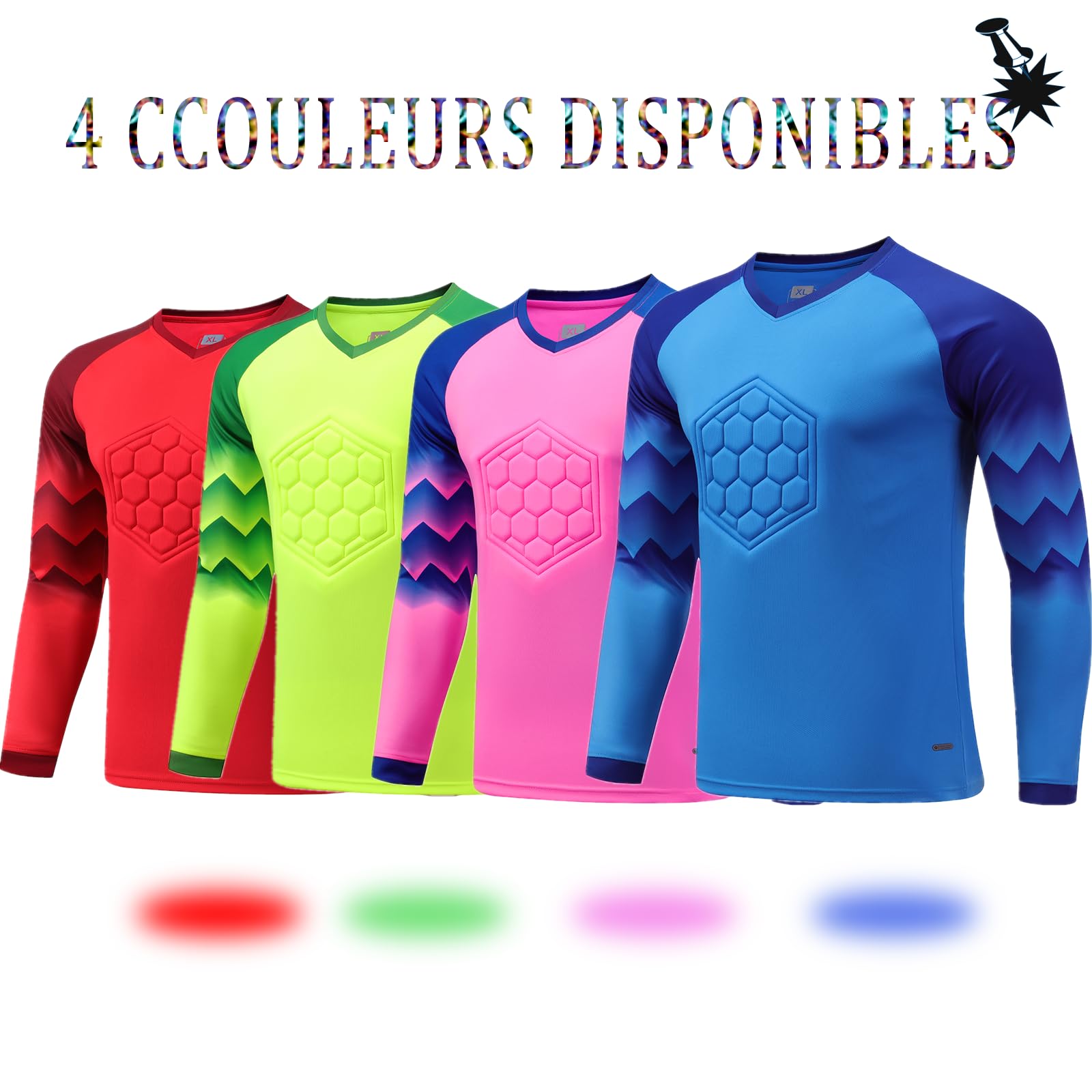 OPUTWDF Maillot Gardien de But Personnalisé pour Enfants et Adultes, Unisex, Rose, Manche Longue, Coupe Ajustée, Rembourrage, Football