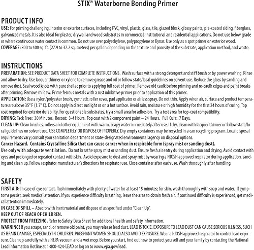 Miniatura 13 de INSL-X SXA11009A-01 Stix - Imprimación acrílica a base de agua, 1 galón, color blanco